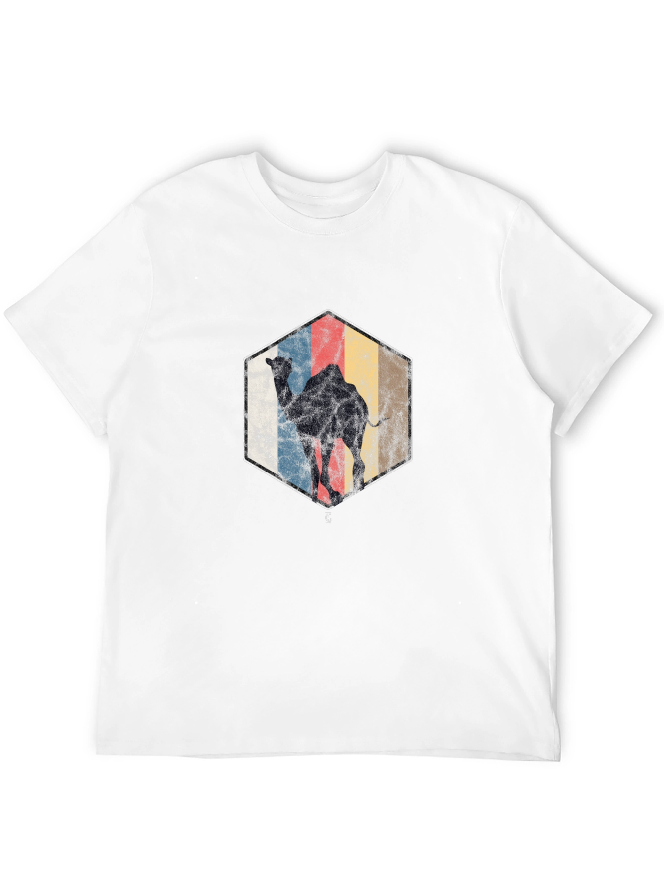 Retro Camel Graphic Tee - Black Cotton Blend Shirt