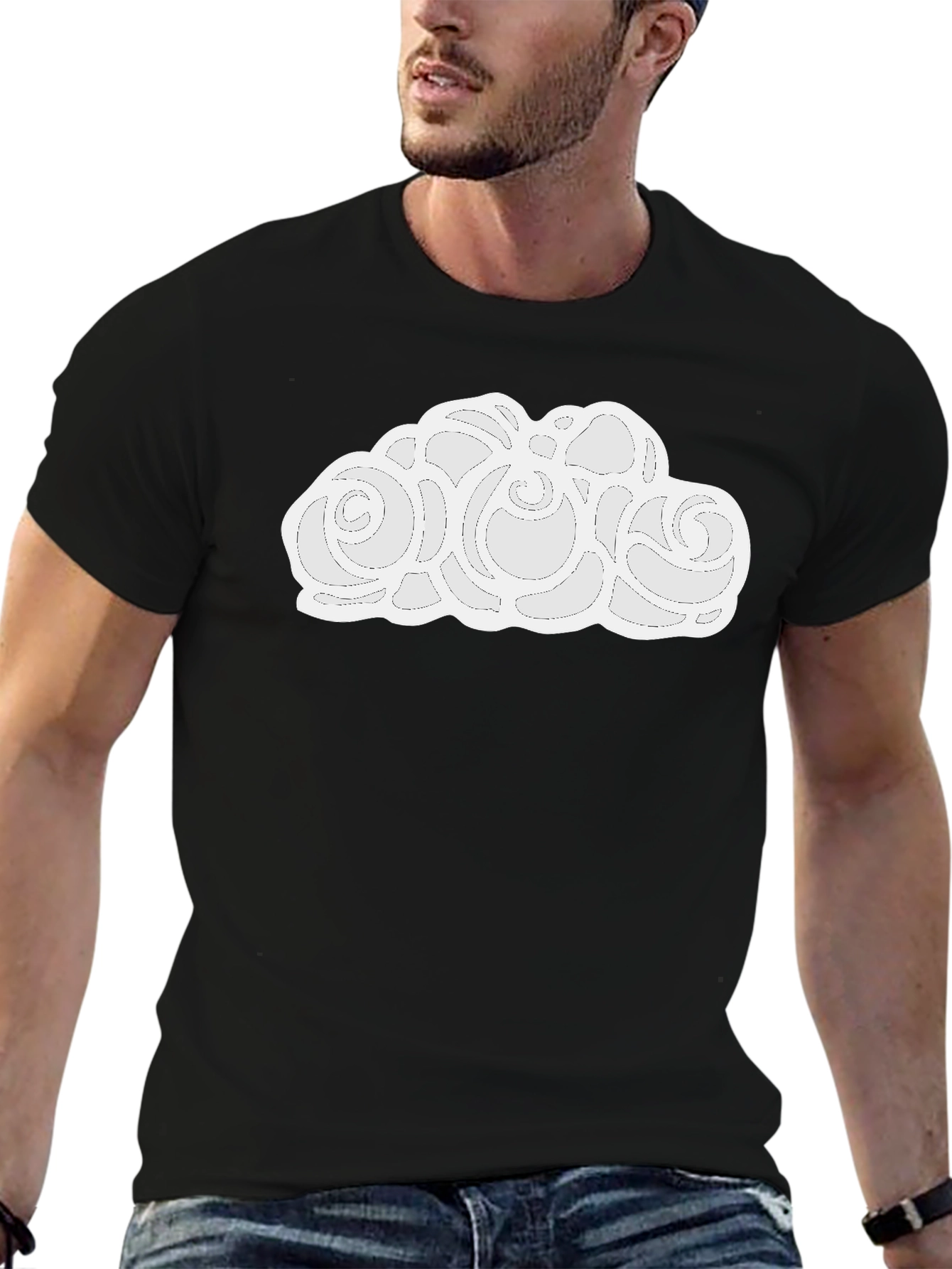 Cloud Design Black T-Shirt