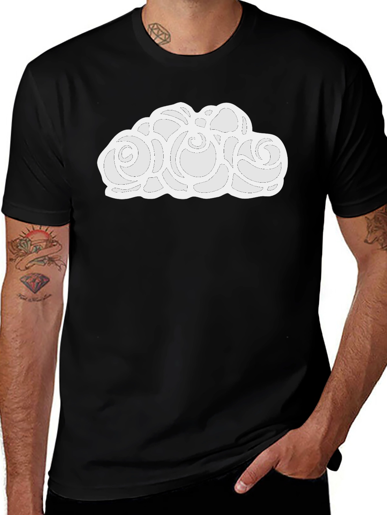 Cloud Design Black T-Shirt