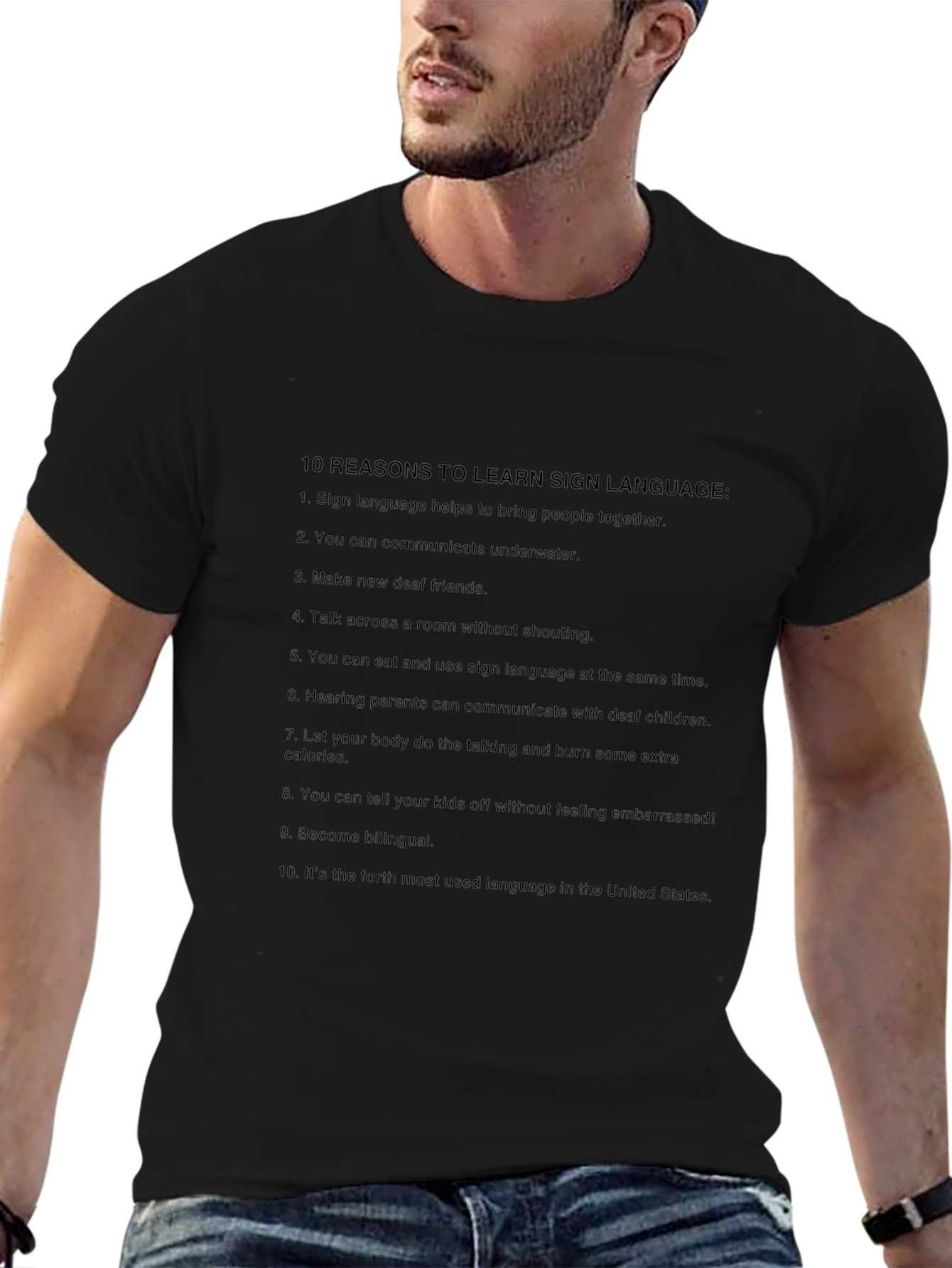 Sign Language Reasons Black T-Shirt