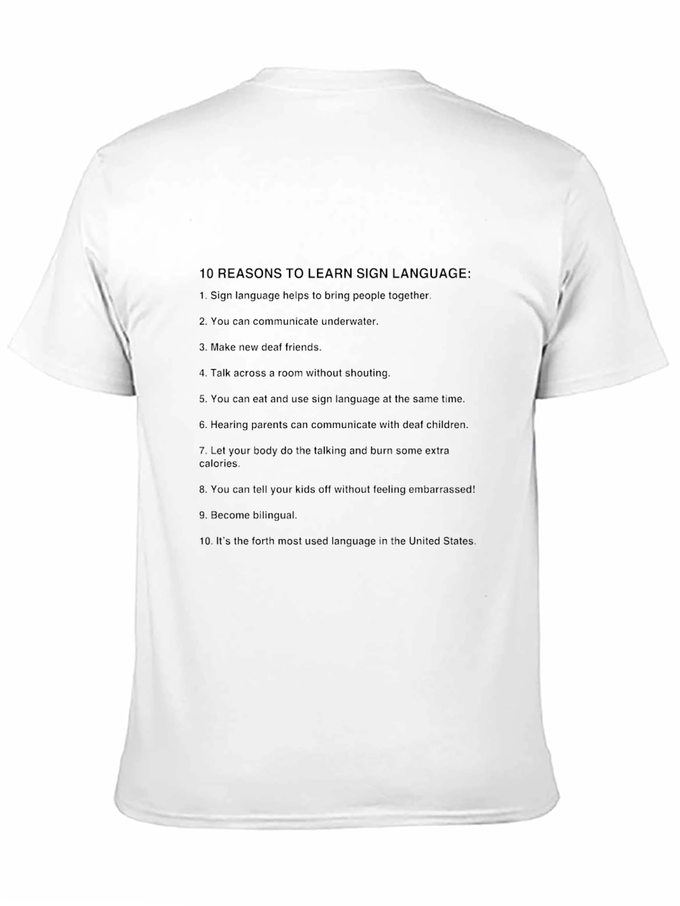 Sign Language Reasons Black T-Shirt