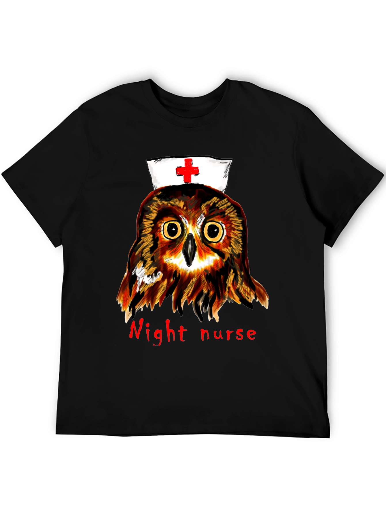 Night Nurse Owl Graphic Tee - Unique Novelty T-Shirt