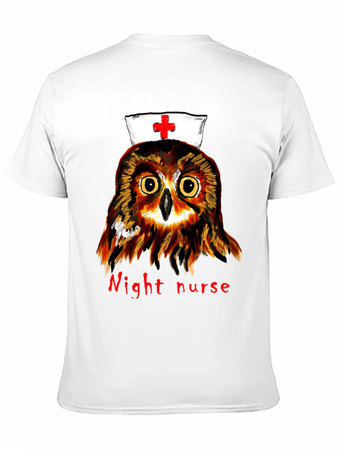 Night Nurse Owl Graphic Tee - Unique Novelty T-Shirt