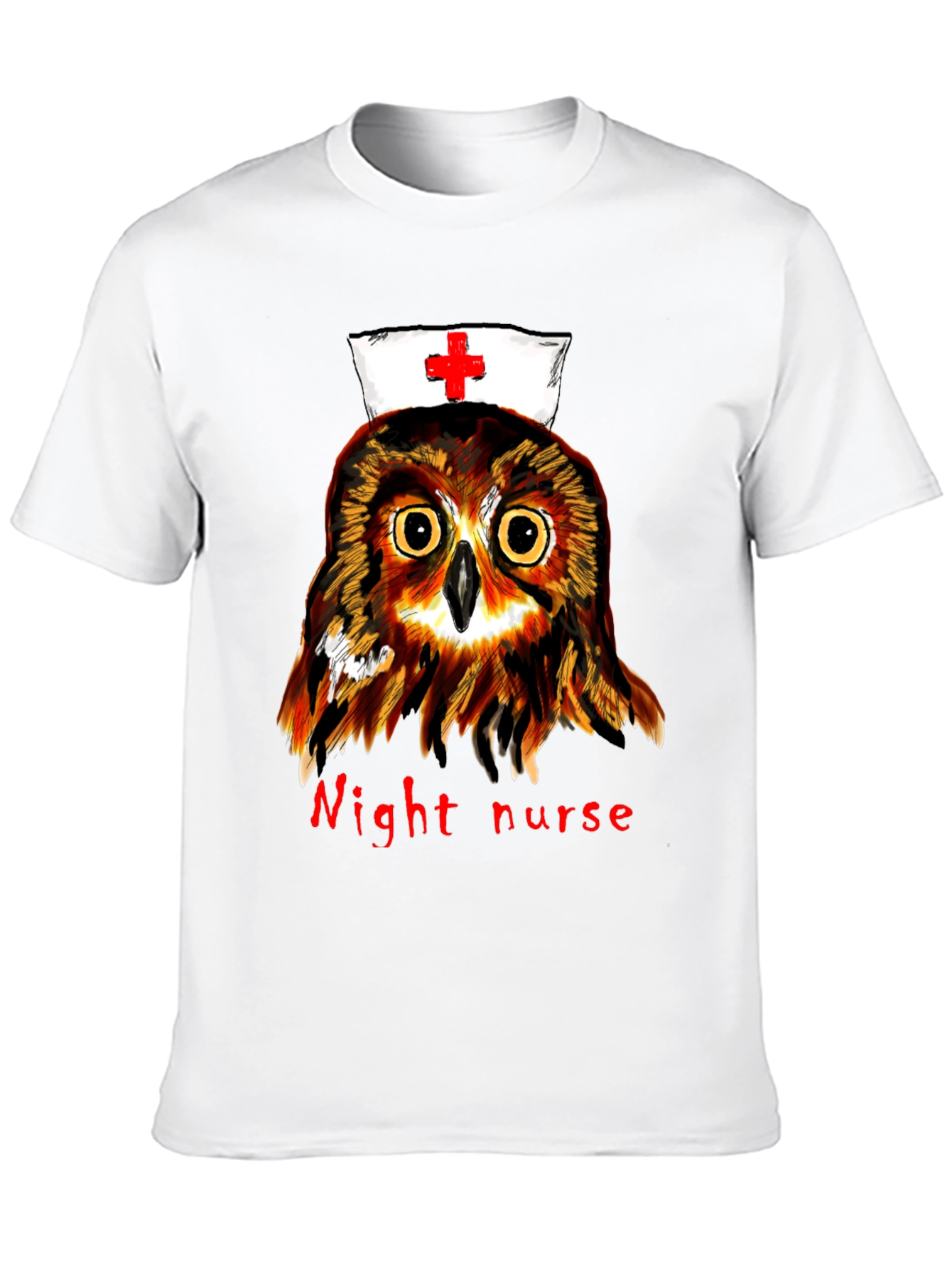 Night Nurse Owl Graphic Tee - Unique Novelty T-Shirt