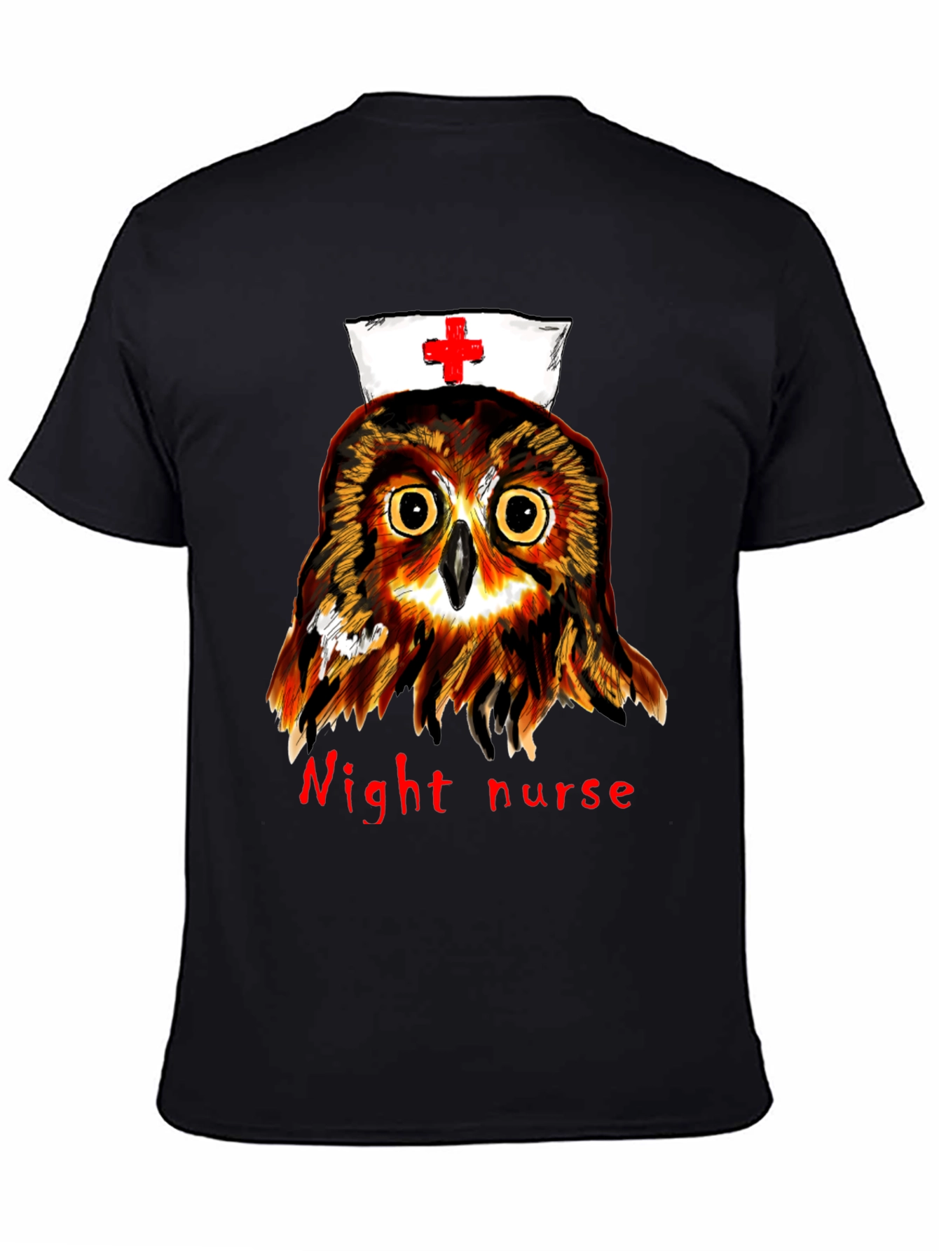 Night Nurse Owl Graphic Tee - Unique Novelty T-Shirt