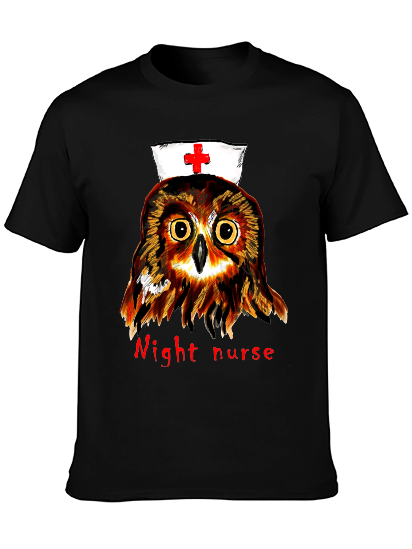 Night Nurse Owl Graphic Tee - Unique Novelty T-Shirt