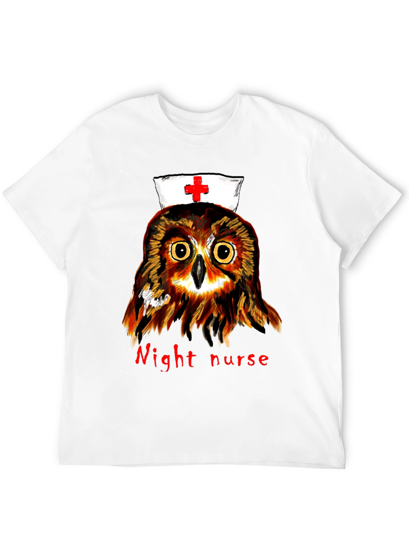 Night Nurse Owl Graphic Tee - Unique Novelty T-Shirt