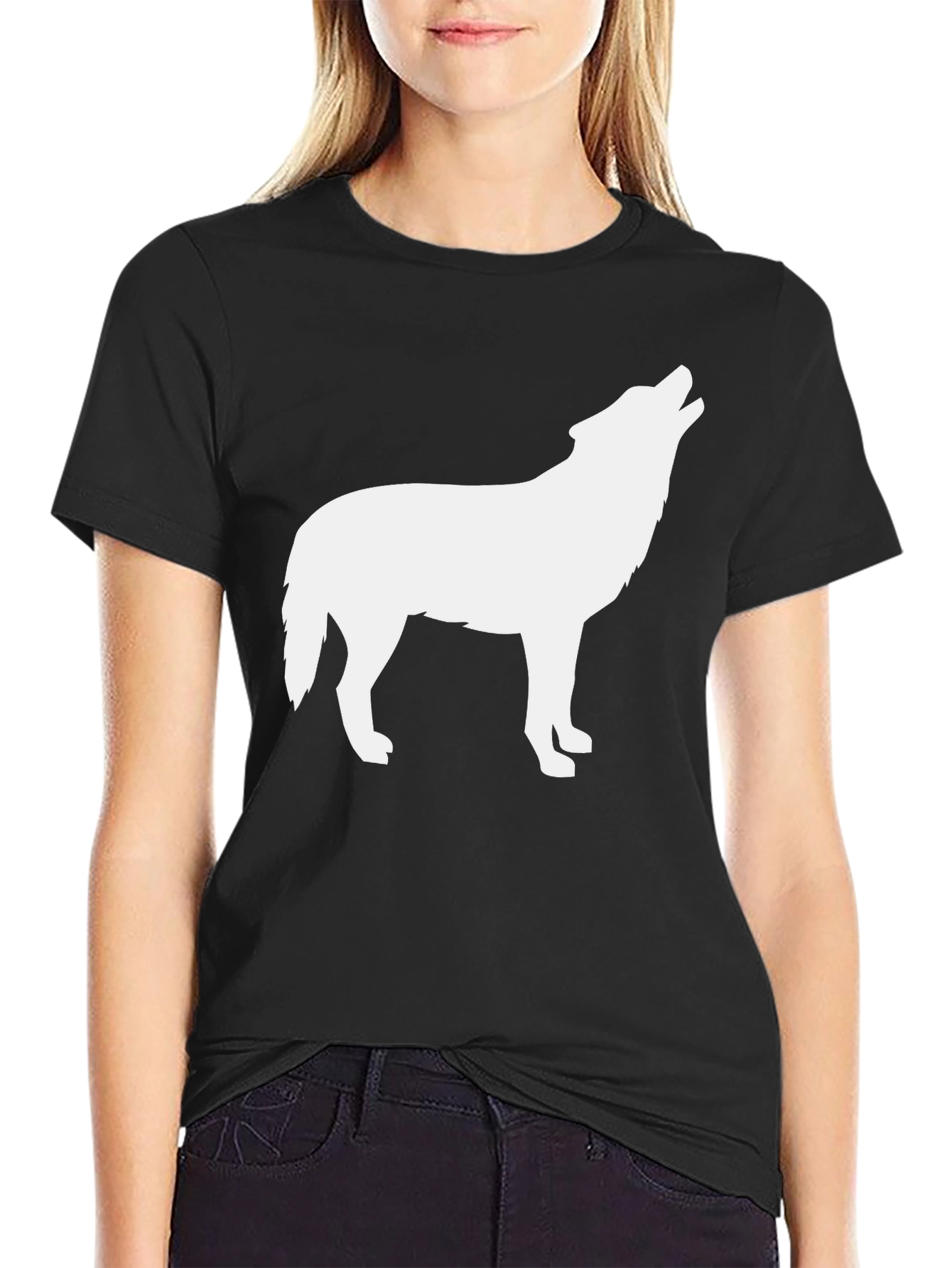 Wolf Silhouette Graphic Black T-Shirt