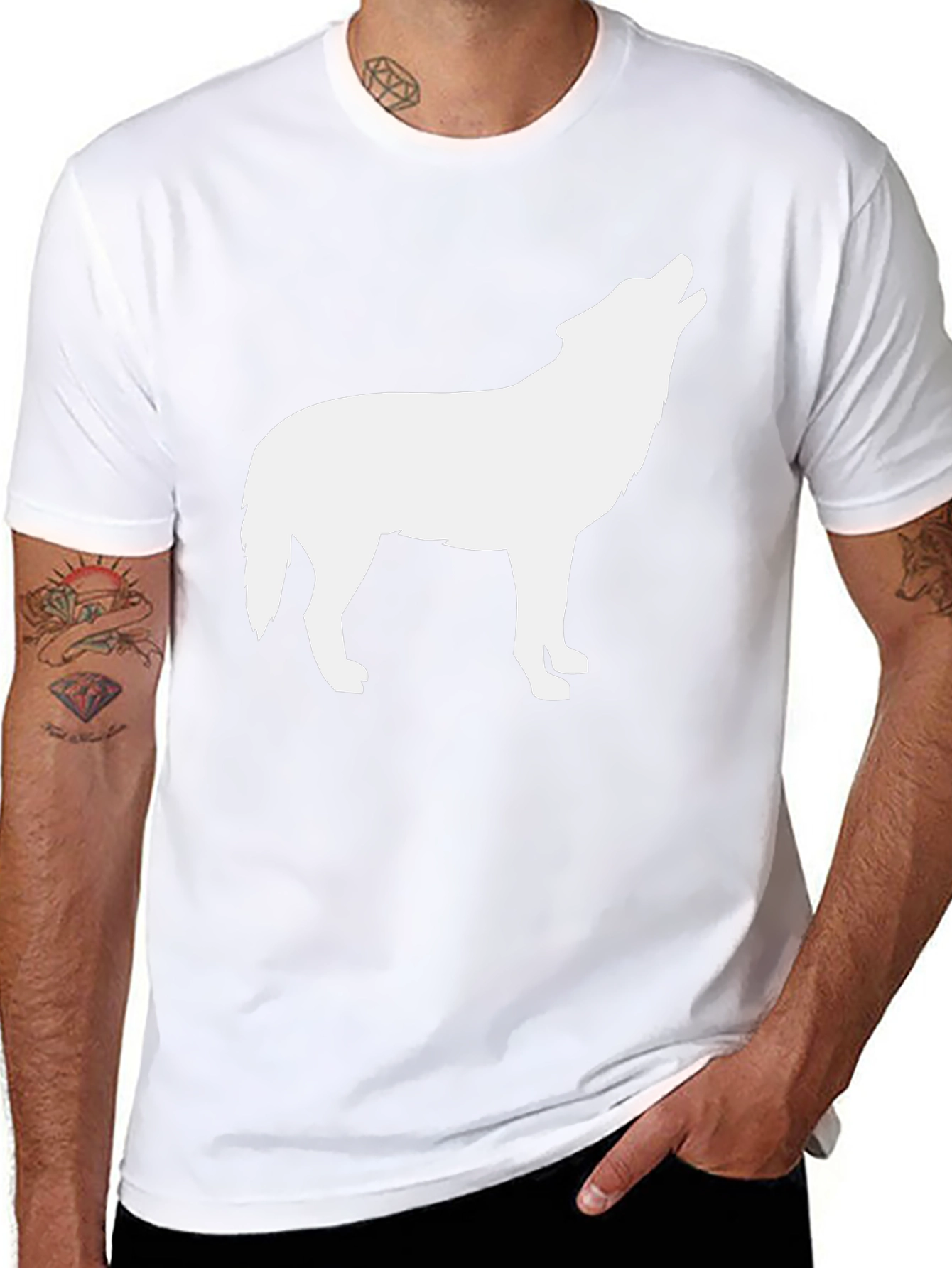 Wolf Silhouette Graphic Black T-Shirt