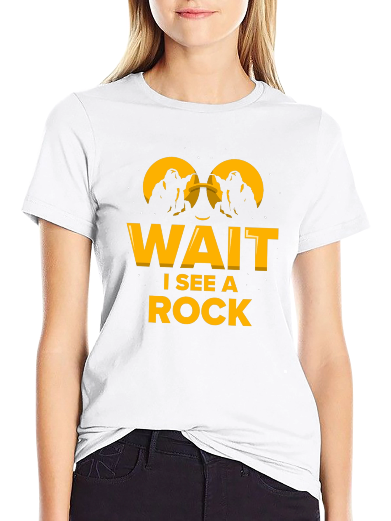 Wait I See A Rock Funny Black T-Shirt