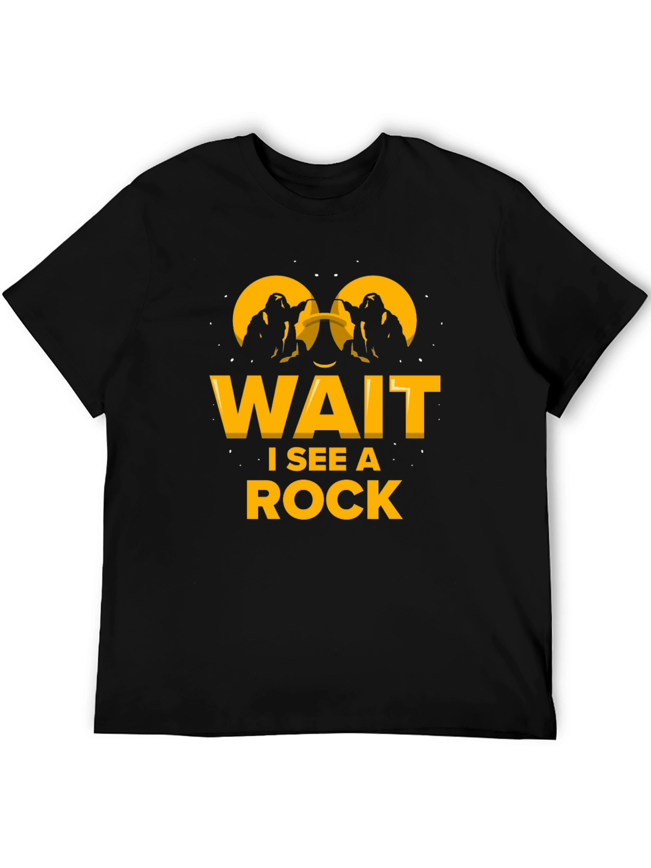 Wait I See A Rock Funny Black T-Shirt