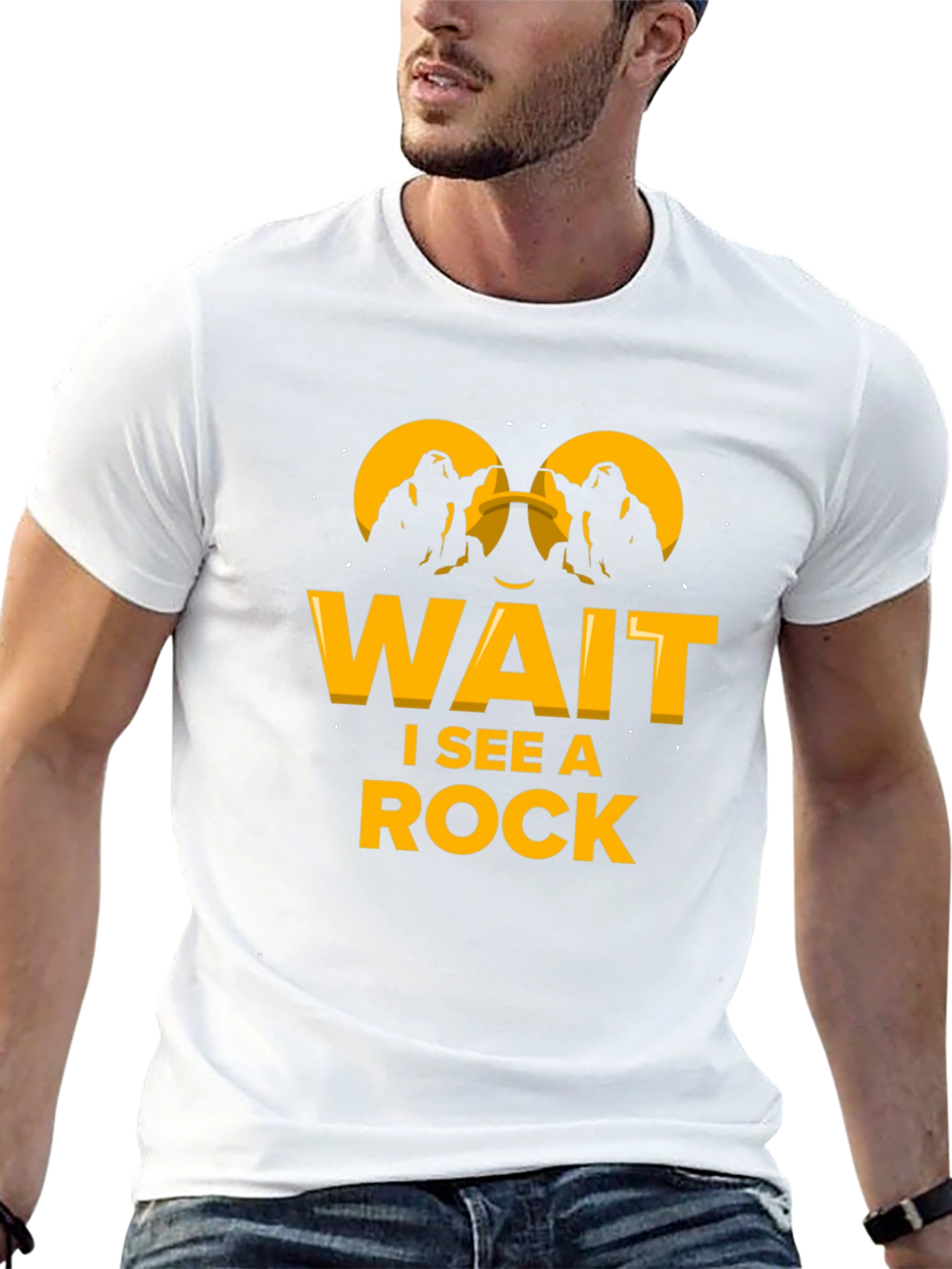 Wait I See A Rock Funny Black T-Shirt