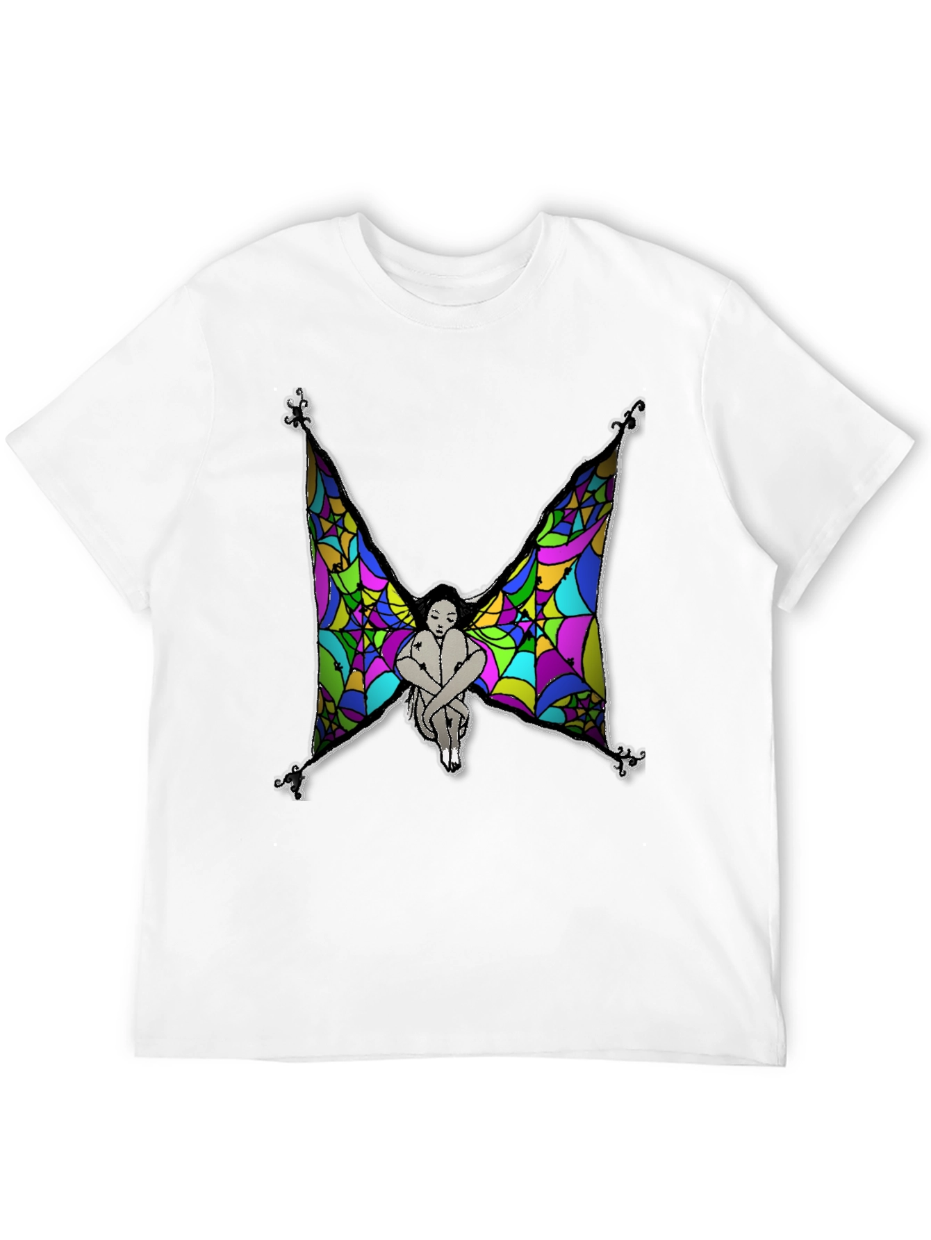 Mens Fairy Wings Graphic Print Black T-Shirt