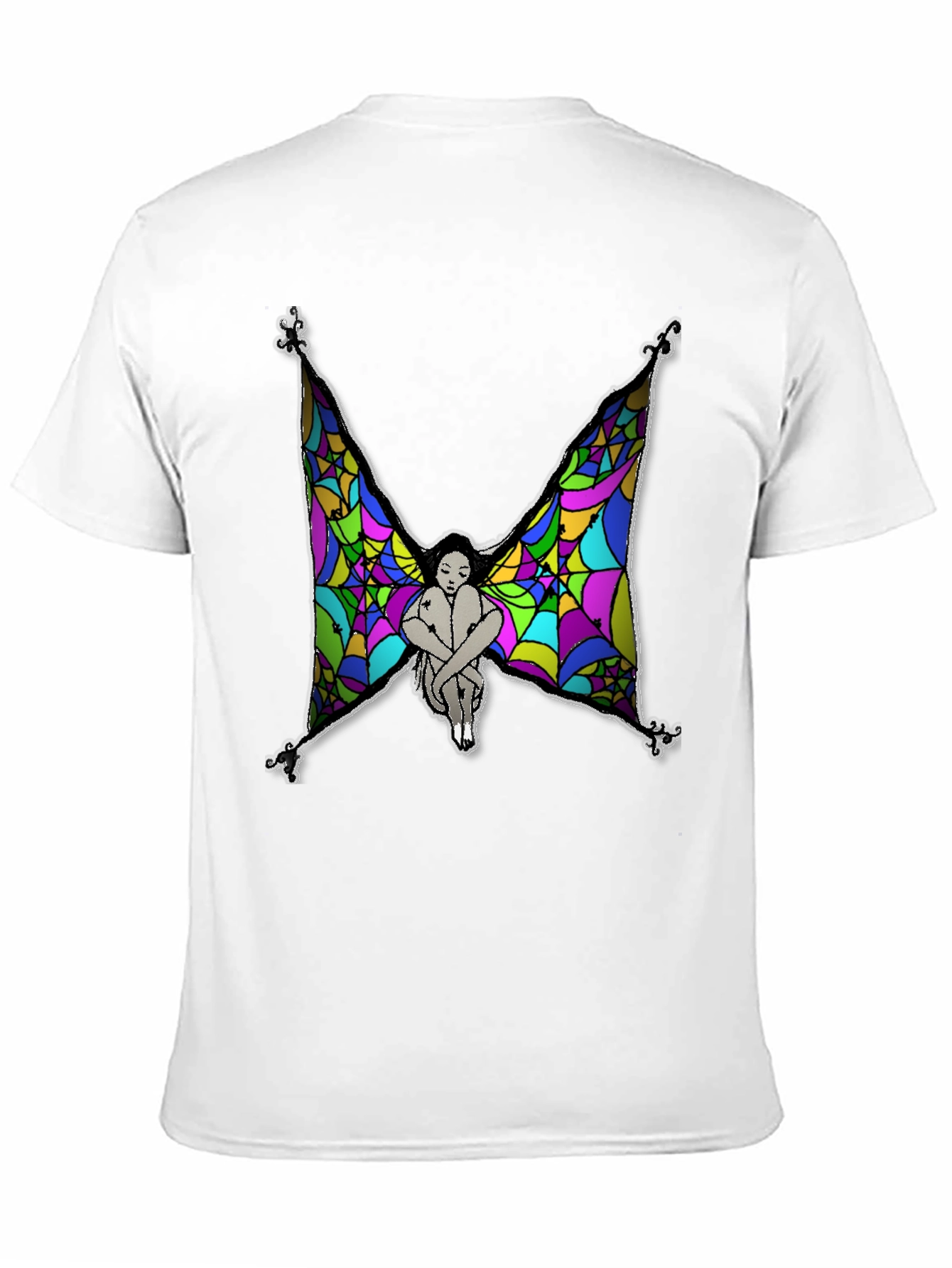 Mens Fairy Wings Graphic Print Black T-Shirt