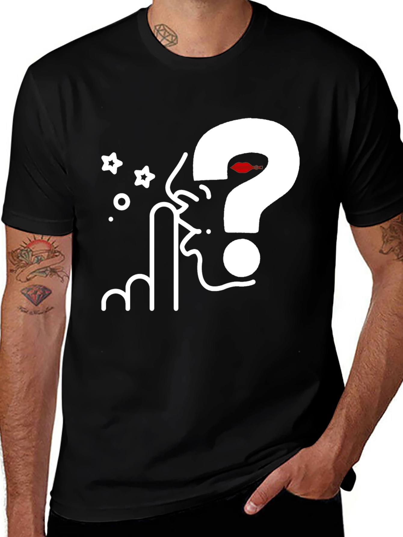Question Silence Graphic Tee - Black Cotton Blend