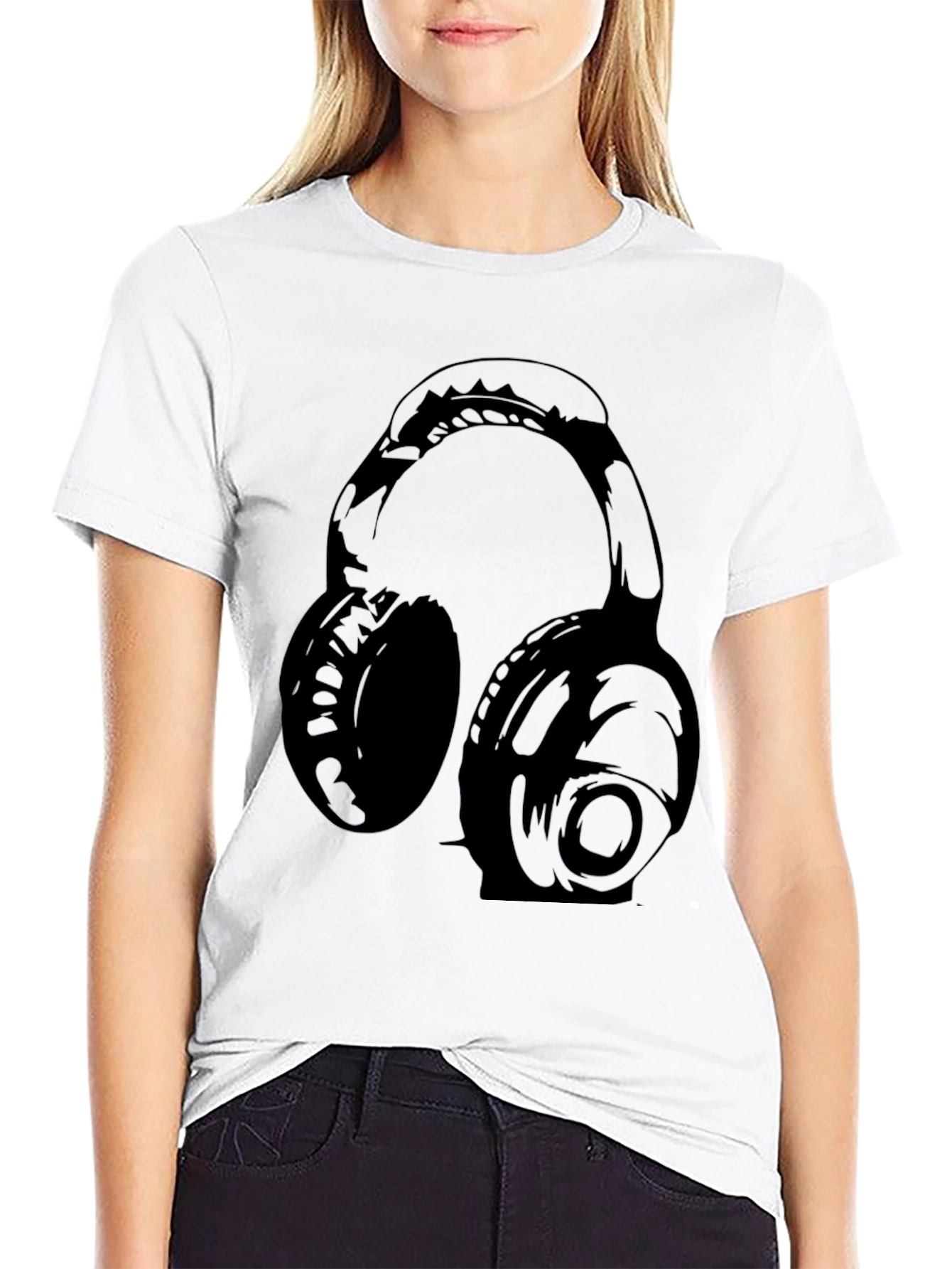 Black Headphones Graphic T-Shirt