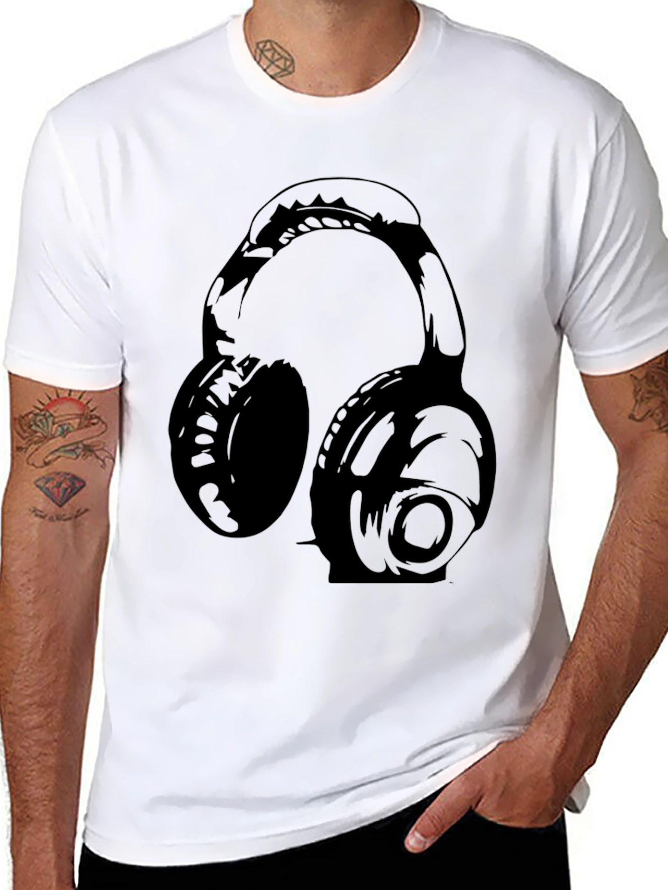 Black Headphones Graphic T-Shirt