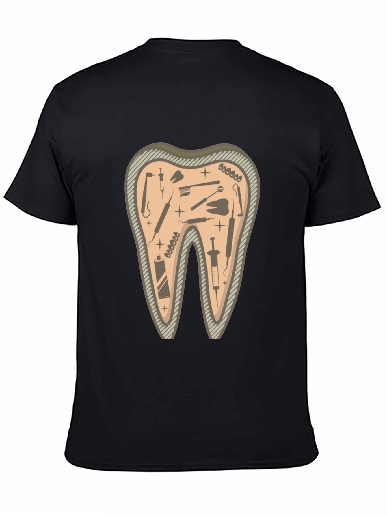 Dentist Tool Tooth Black T-Shirt - Novelty Tee