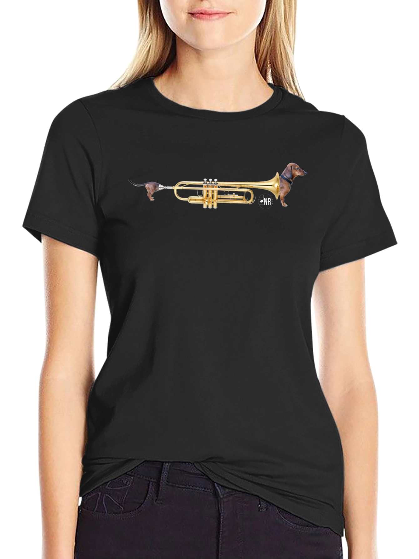 Dachshund Trumpet Graphic Tee - Funny Dog Music T-Shirt