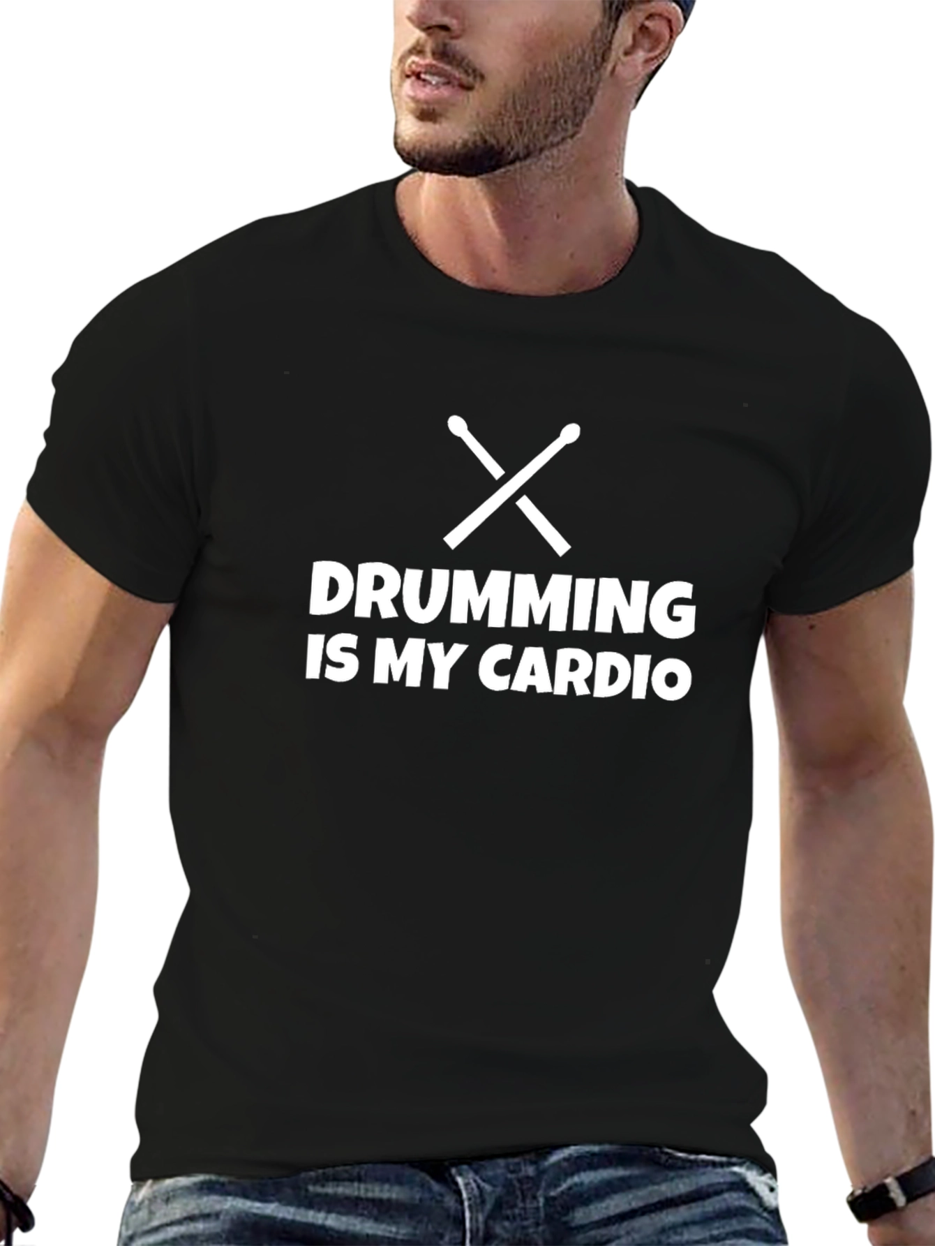 Drumming Is My Cardio Black T-Shirt