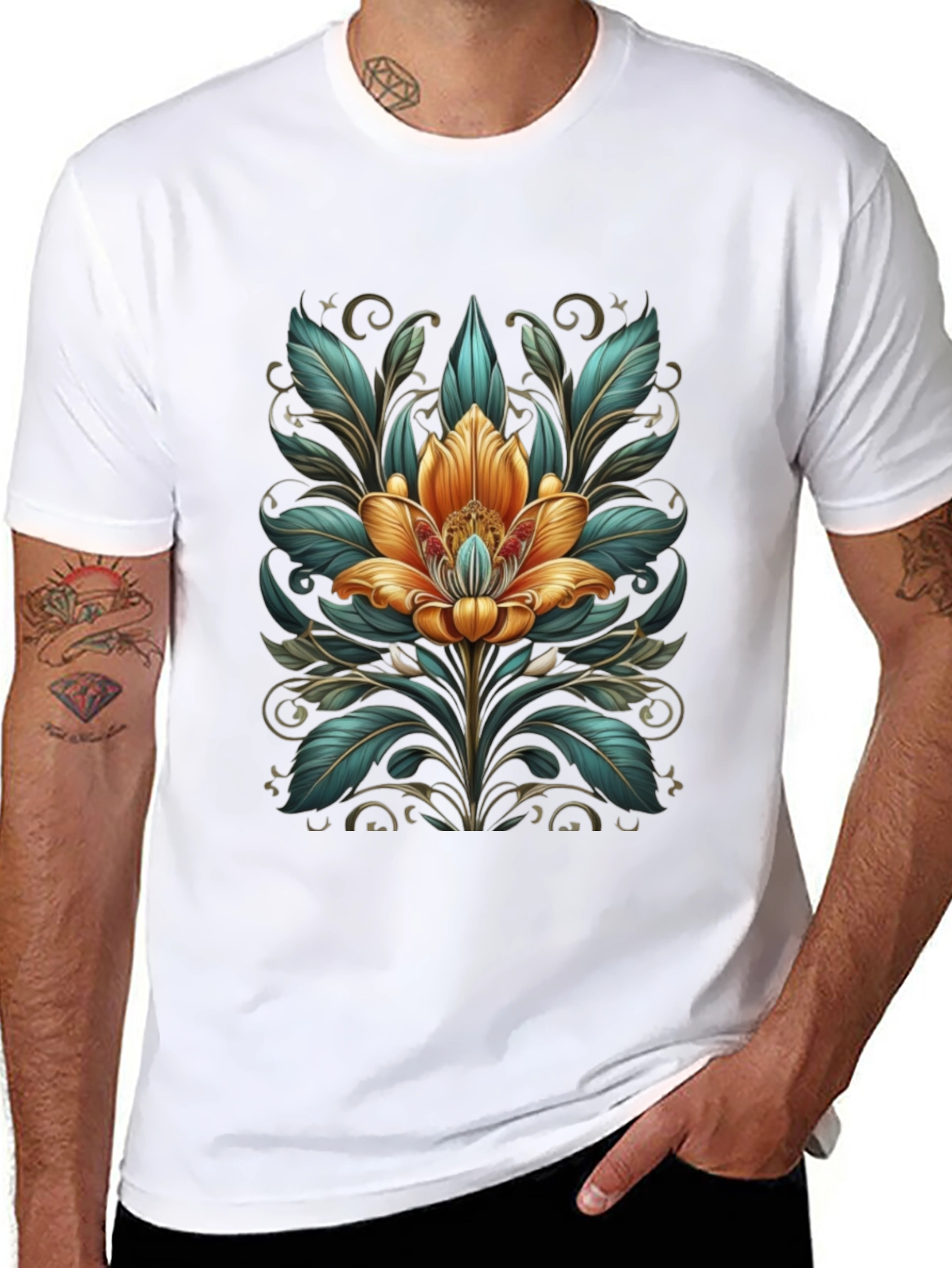 Floral Art T-Shirt - Elegant Graphic Tee