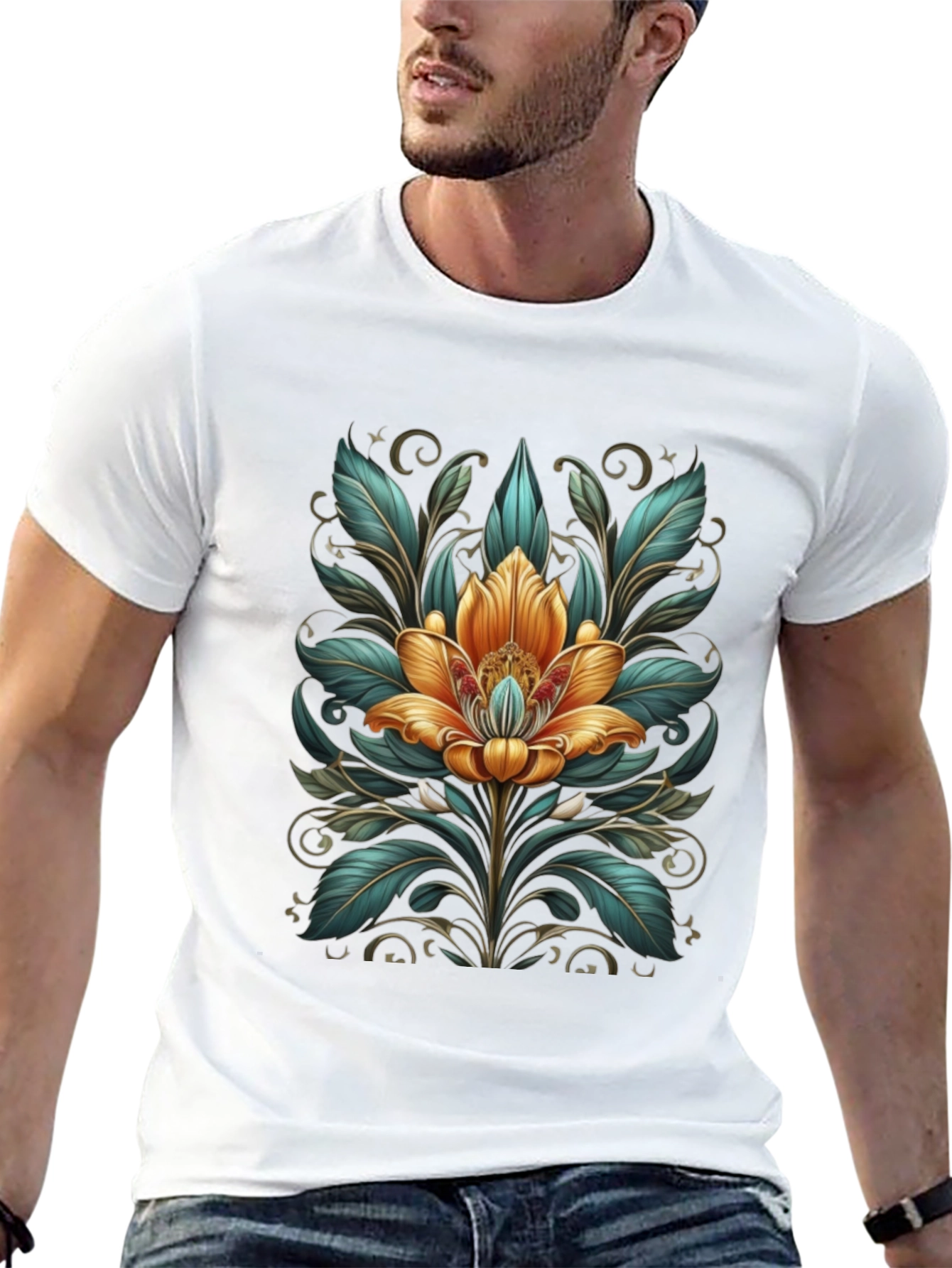 Floral Art T-Shirt - Elegant Graphic Tee