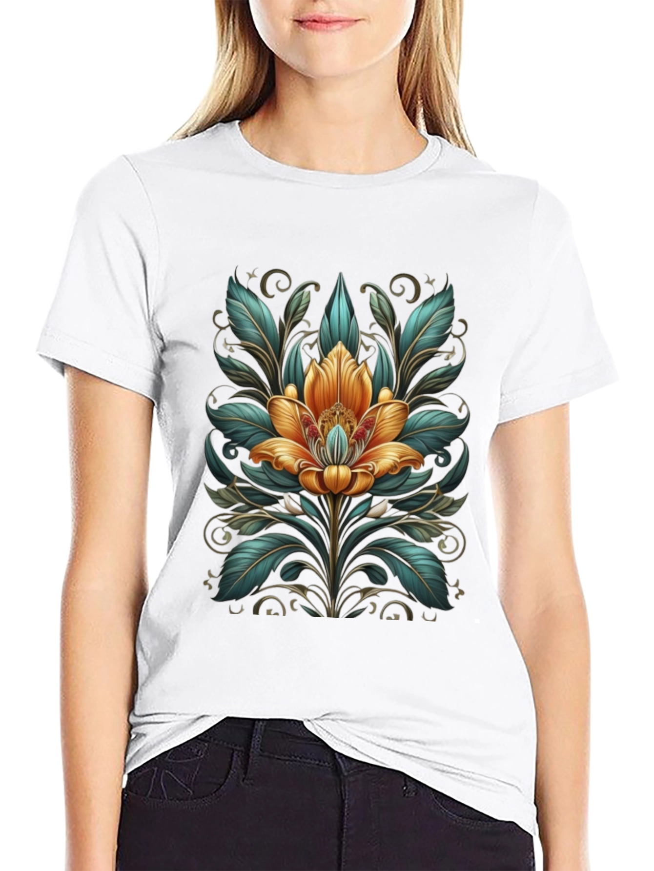 Floral Art T-Shirt - Elegant Graphic Tee