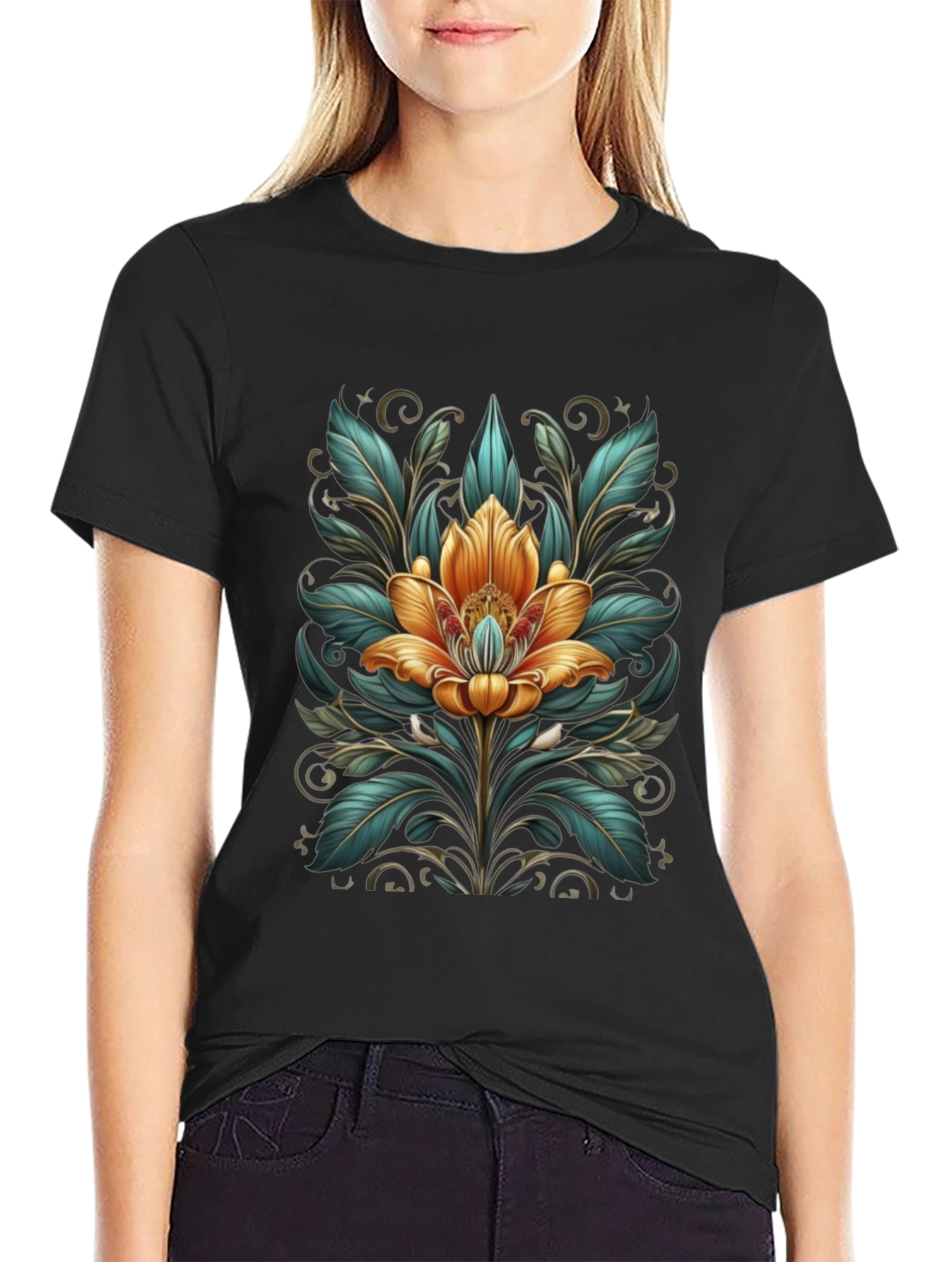 Floral Art T-Shirt - Elegant Graphic Tee