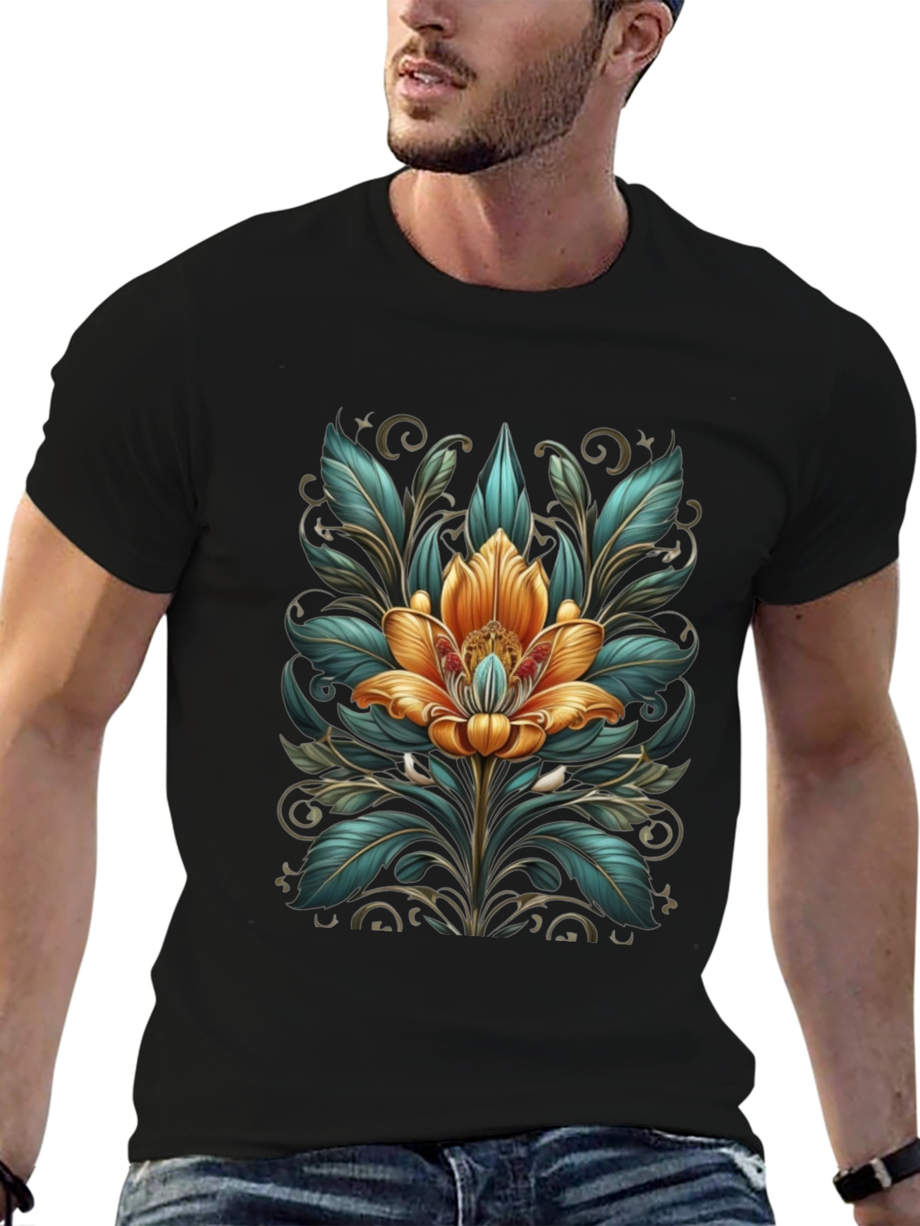 Floral Art T-Shirt - Elegant Graphic Tee