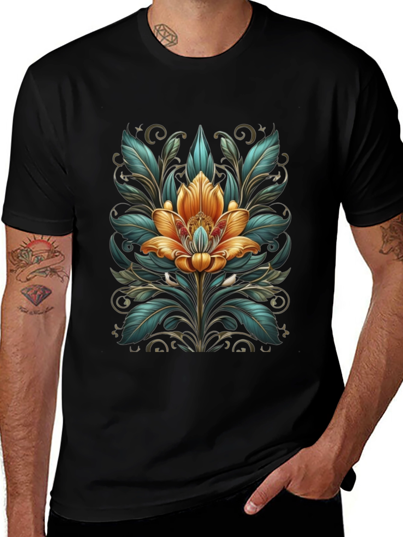 Floral Art T-Shirt - Elegant Graphic Tee