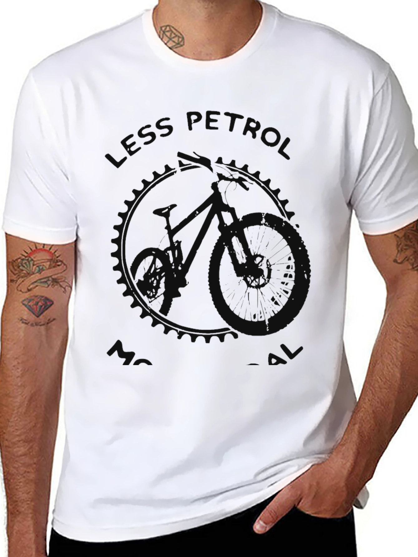 Less Petrol Bike Graphic Tee - Eco Friendly Style