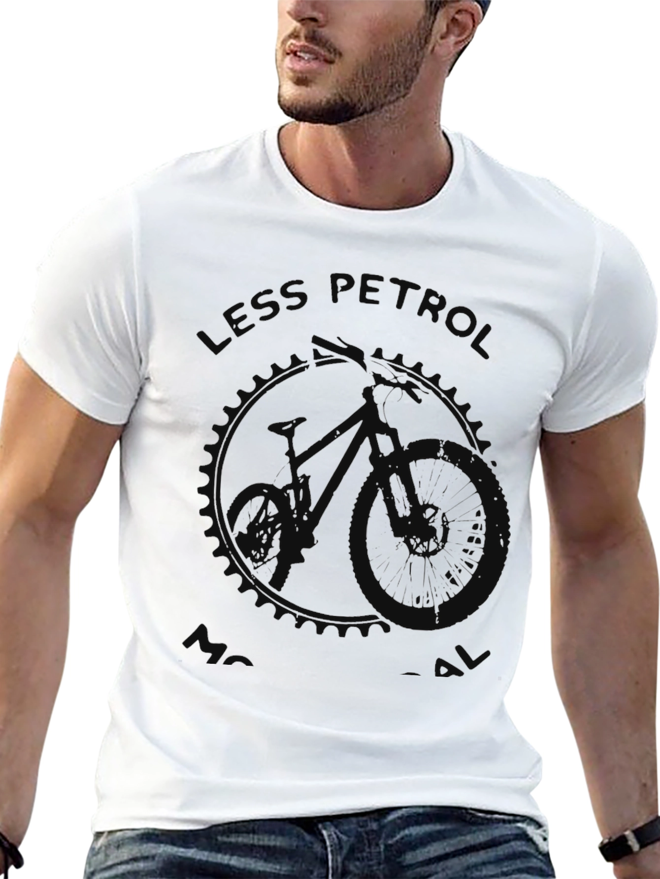 Less Petrol Bike Graphic Tee - Eco Friendly Style