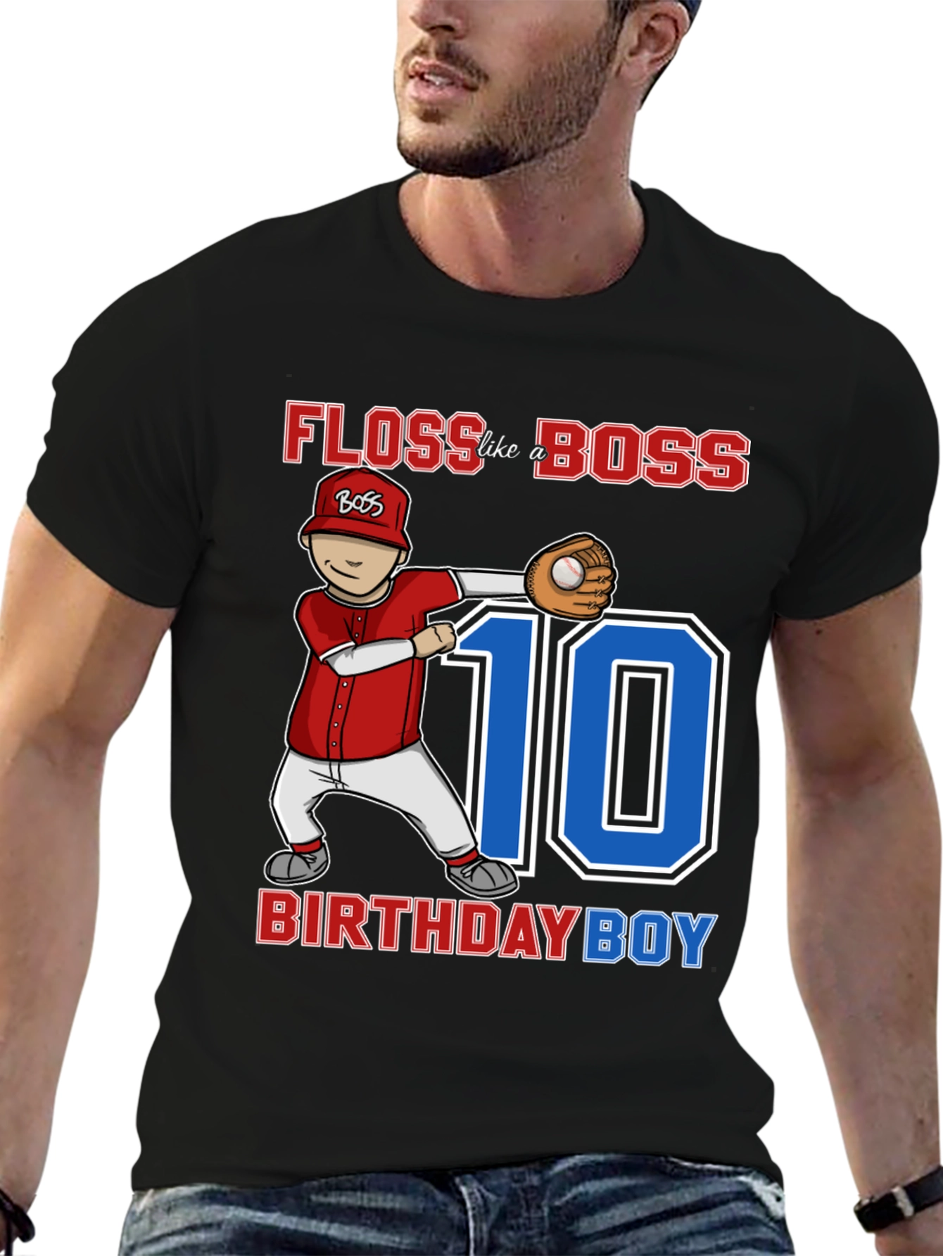 Floss Like a Boss Baseball Birthday Boy T-Shirt