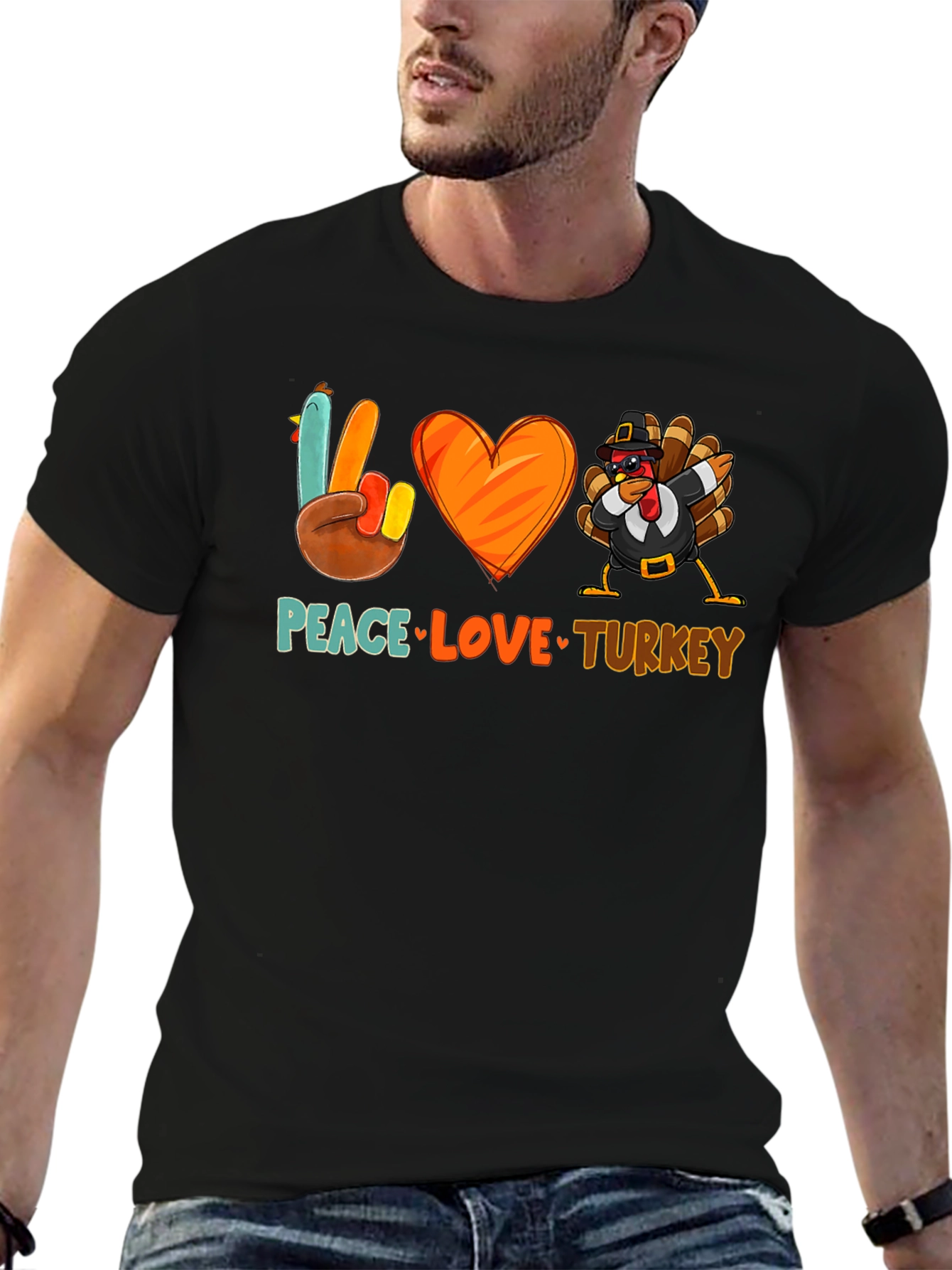 Peace Love Turkey T-Shirt - Thanksgiving Festive Apparel