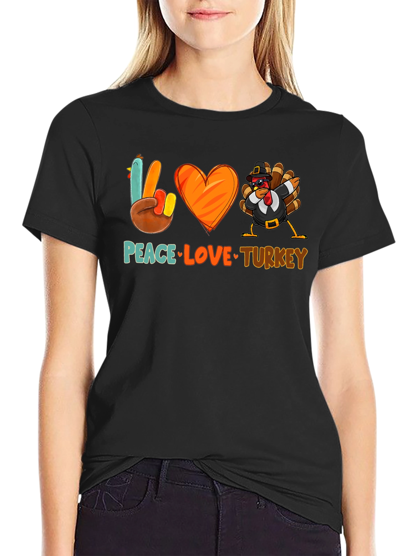 Peace Love Turkey T-Shirt - Thanksgiving Festive Apparel