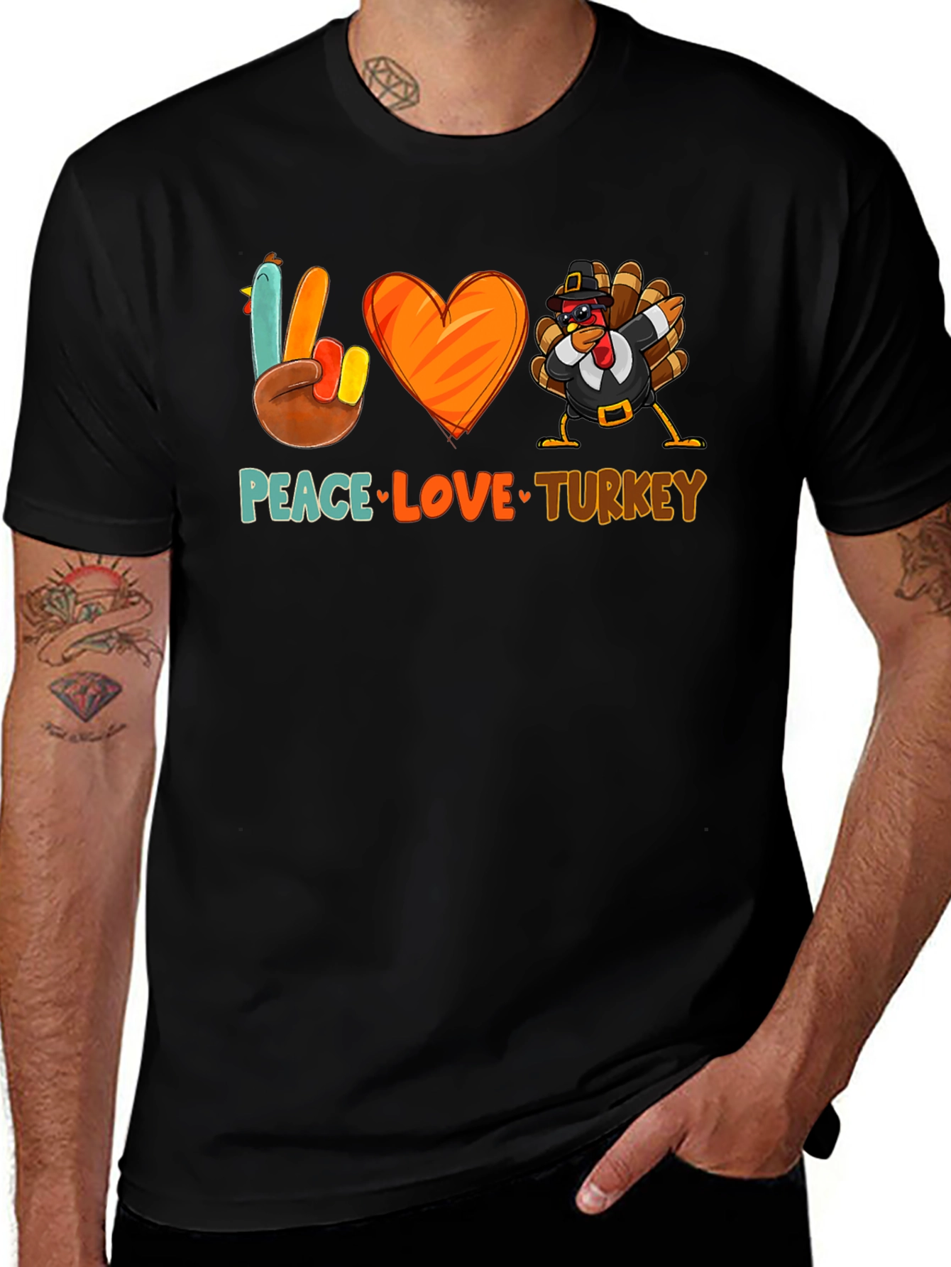 Peace Love Turkey T-Shirt - Thanksgiving Festive Apparel