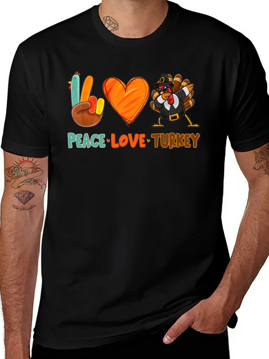 Peace Love Turkey T-Shirt - Thanksgiving Festive Apparel
