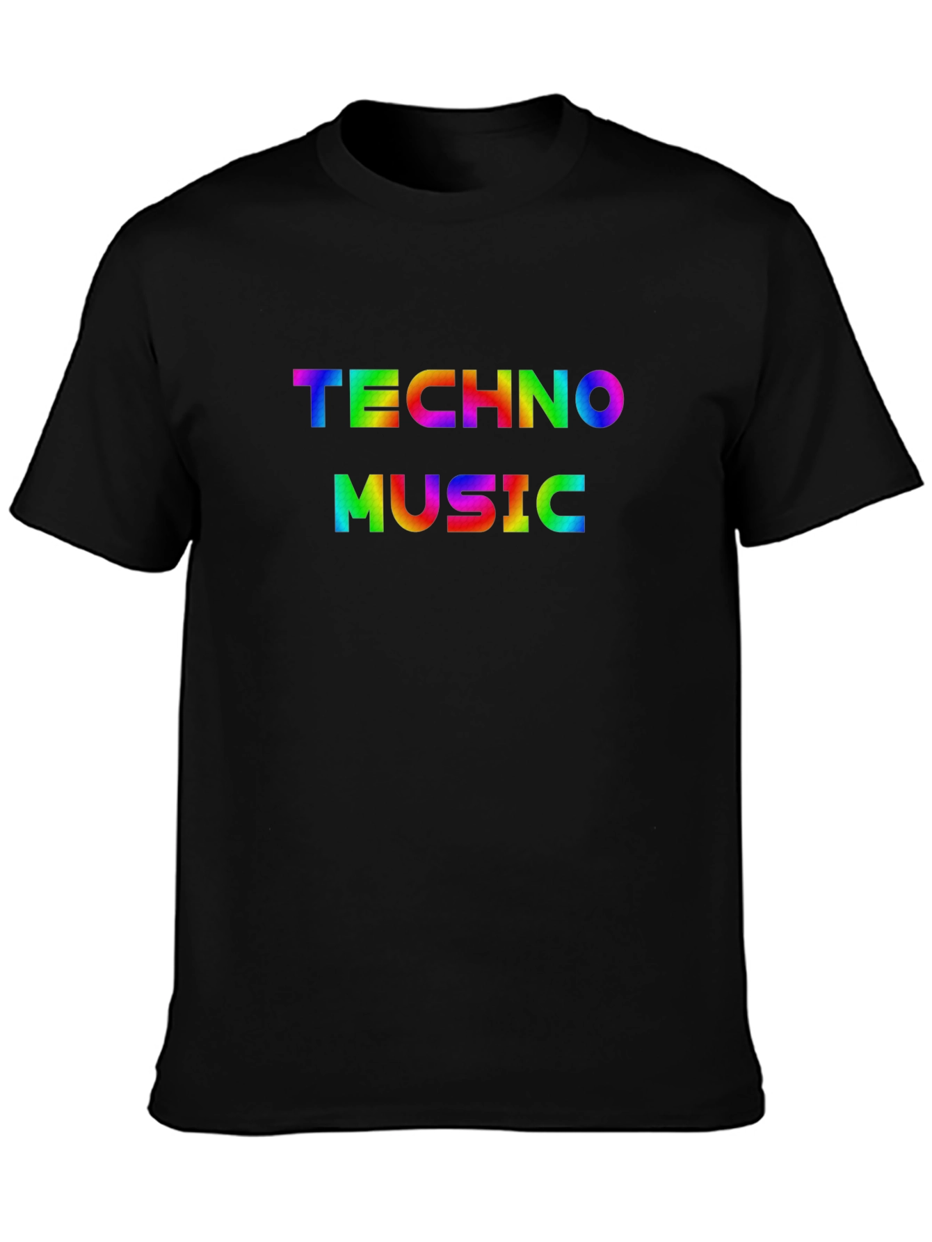 Techno Music Graphic Tee - Rainbow Print Shirt