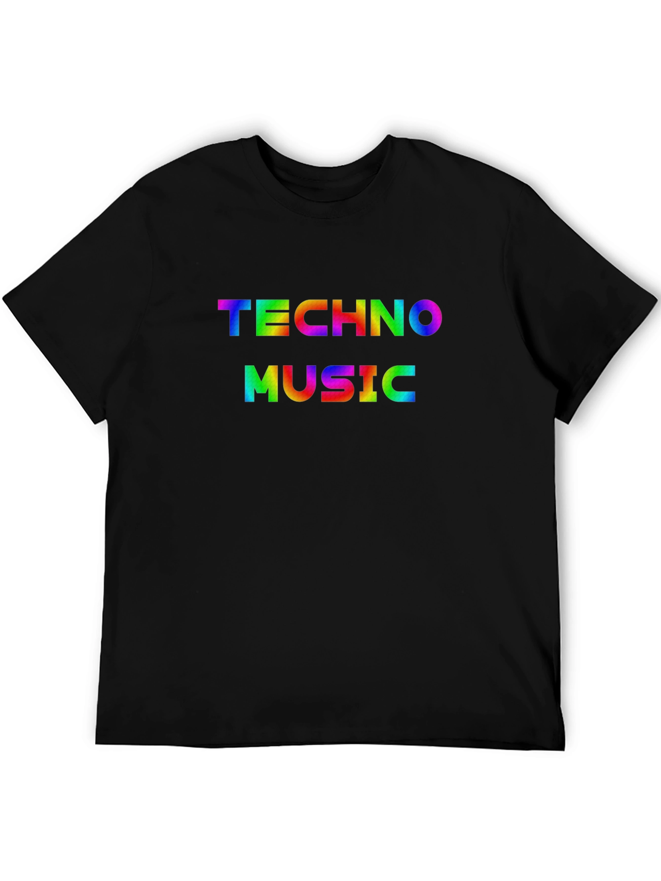 Techno Music Graphic Tee - Rainbow Print Shirt