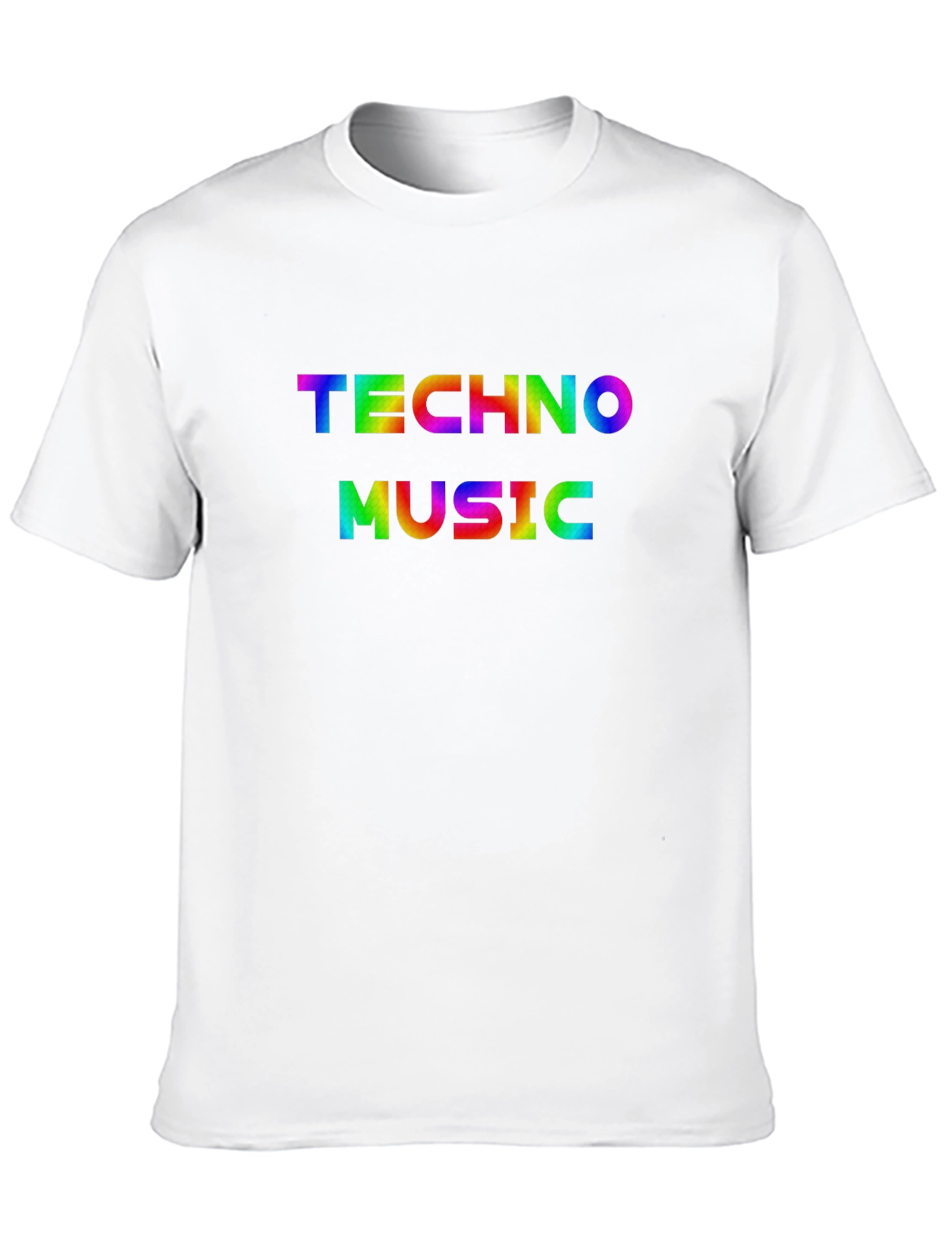 Techno Music Graphic Tee - Rainbow Print Shirt