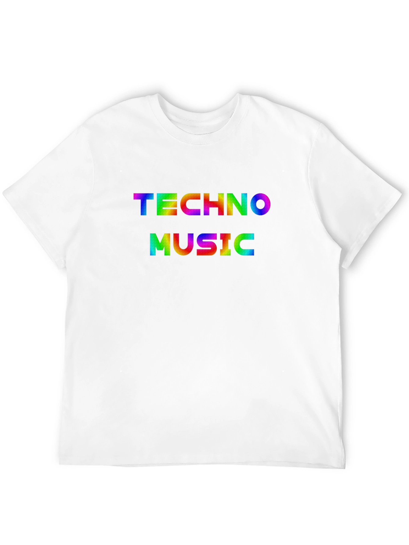 Techno Music Graphic Tee - Rainbow Print Shirt