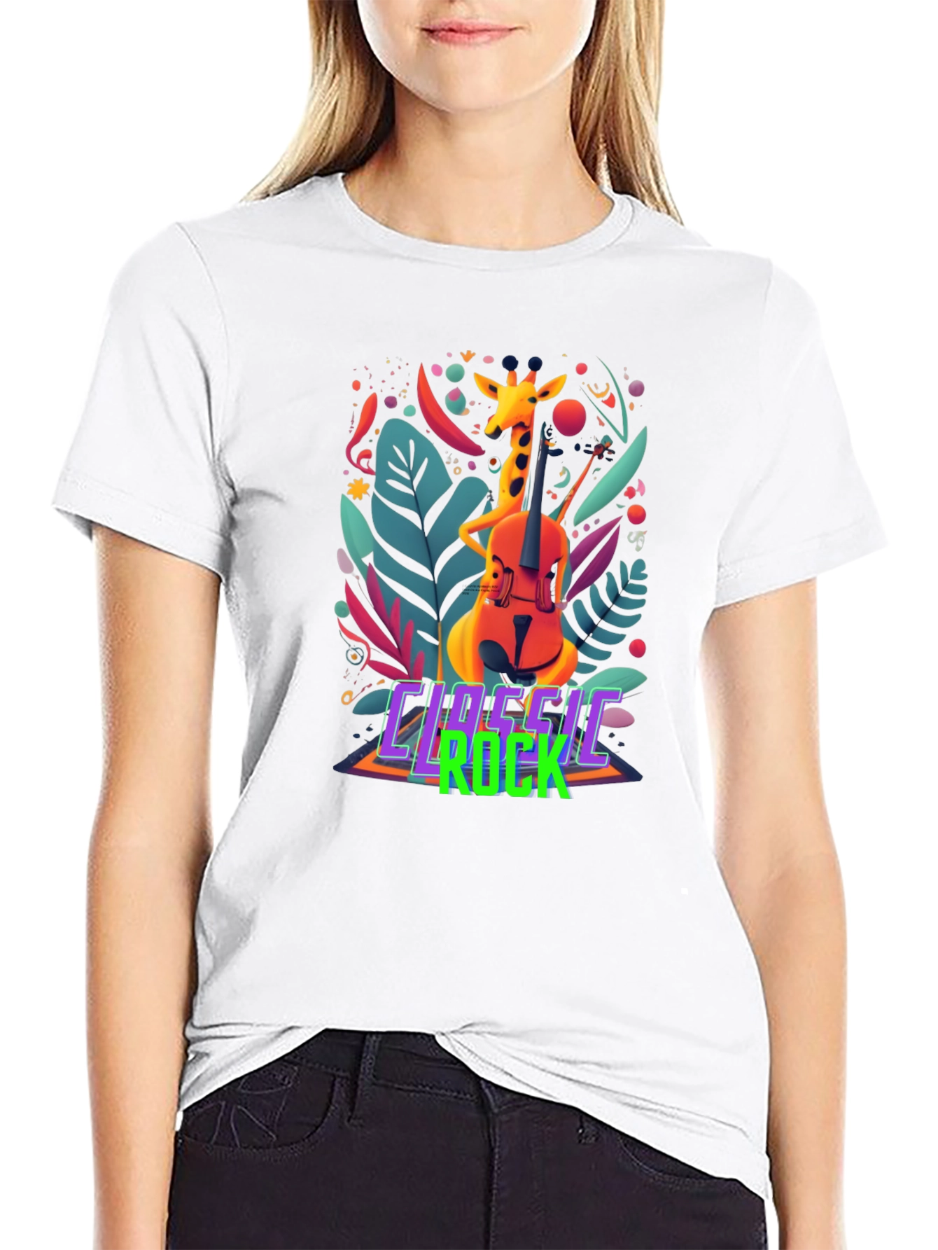 Classic Rock Giraffe Musician T-Shirt