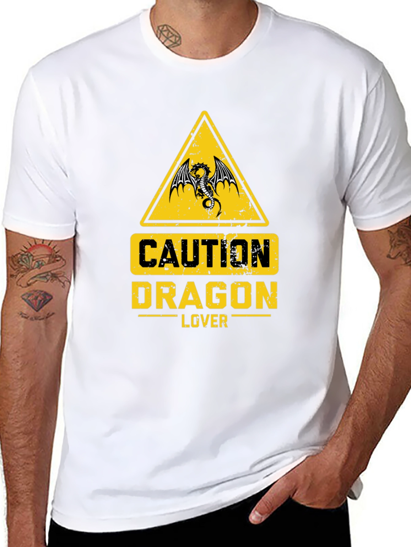 Caution Dragon Lover Graphic T-Shirt