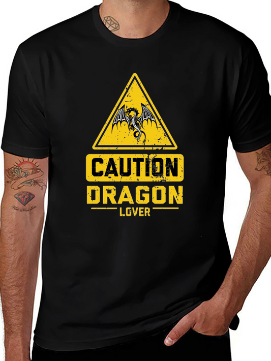 Caution Dragon Lover Graphic T-Shirt