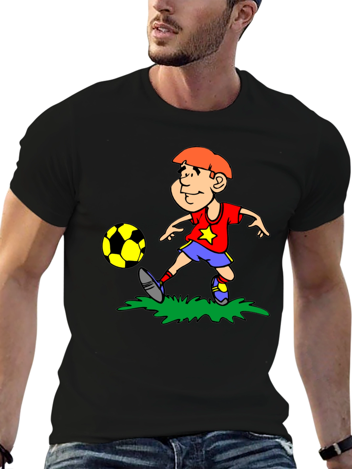 Boy Soccer T-Shirt - Black Cotton Tee