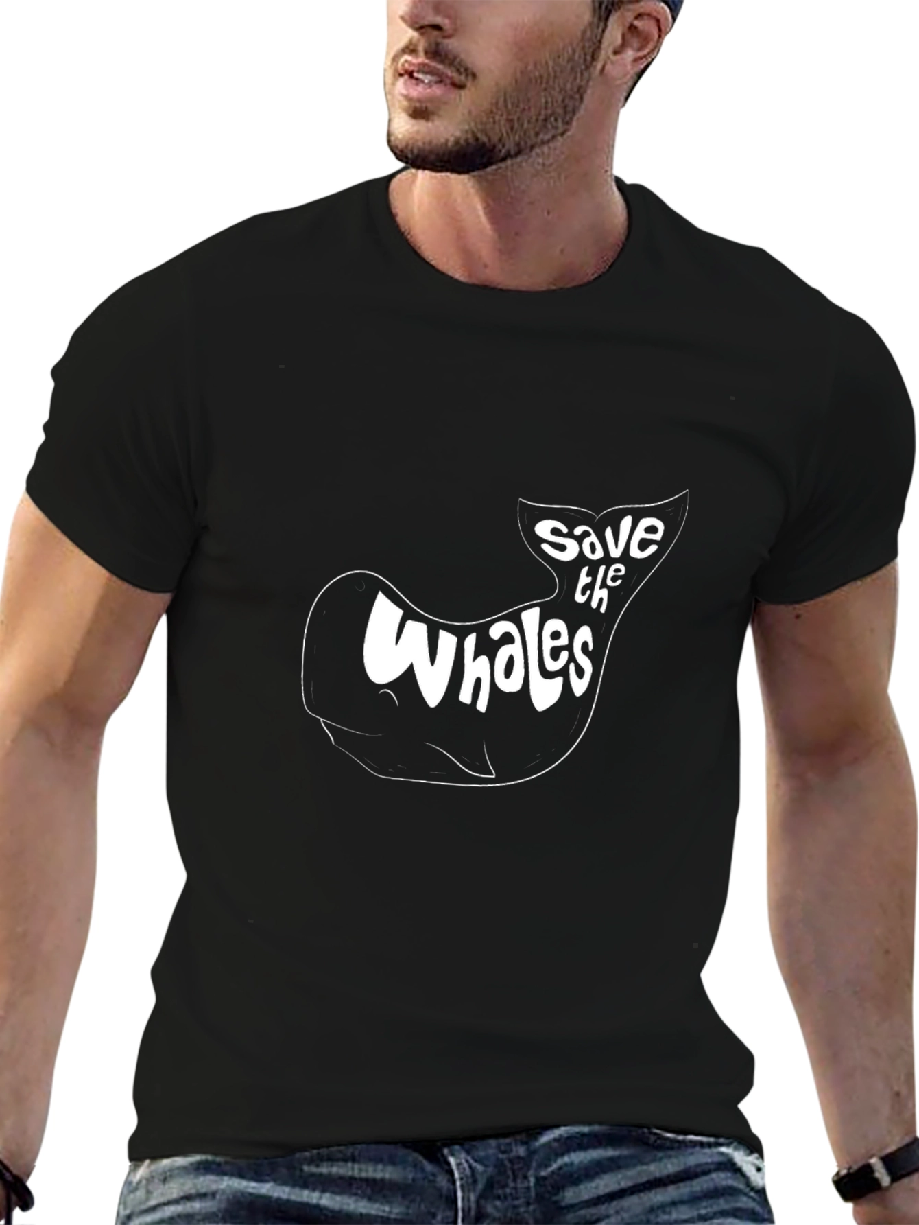 Save the Whales Graphic T-Shirt - Black