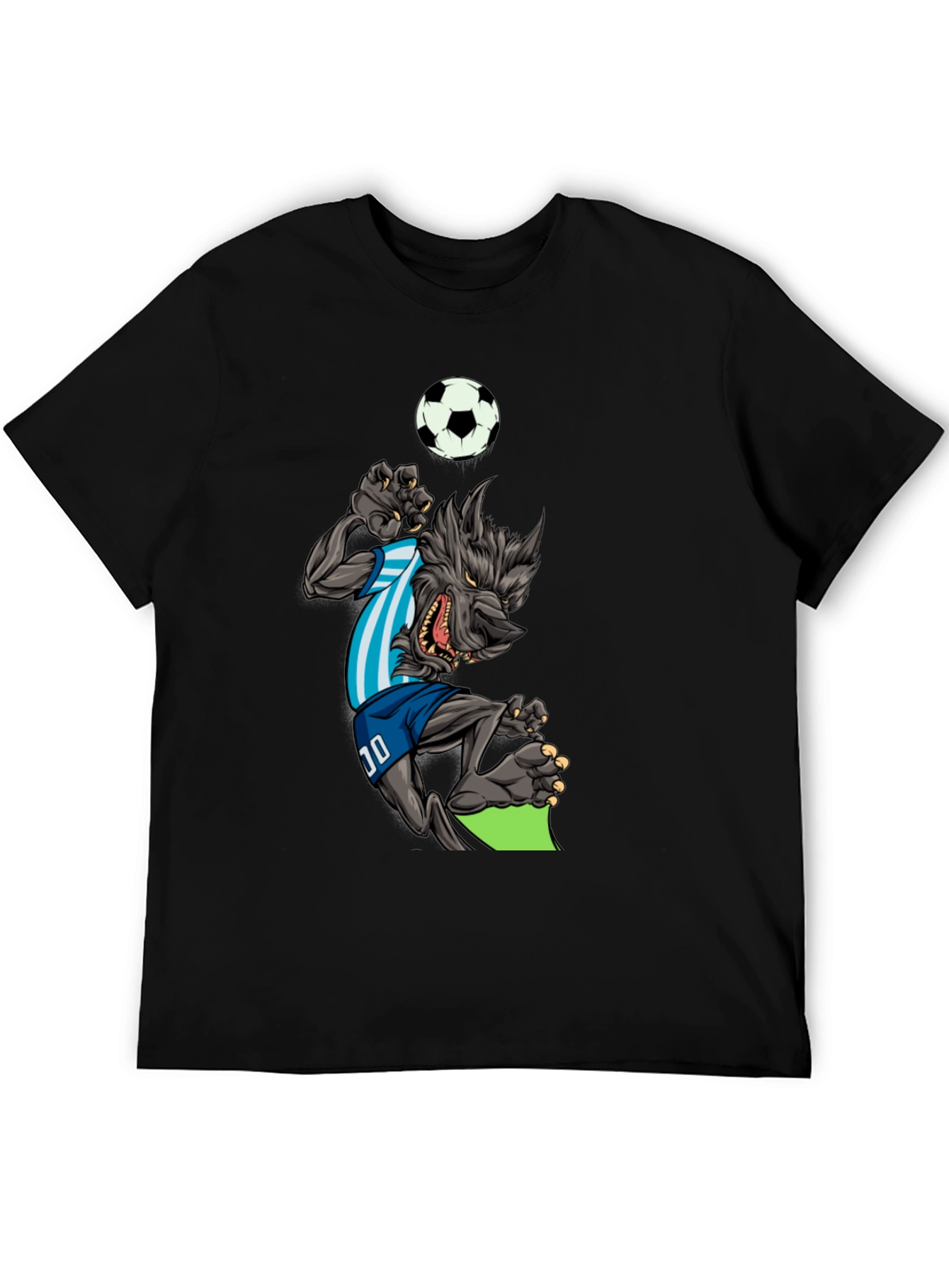 Soccer Wolf Graphic T-Shirt - Mens Black Tee