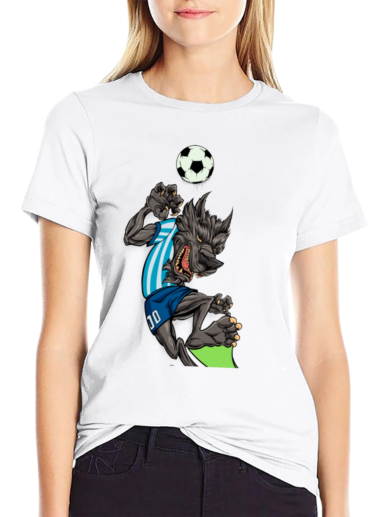 Soccer Wolf Graphic T-Shirt - Mens Black Tee