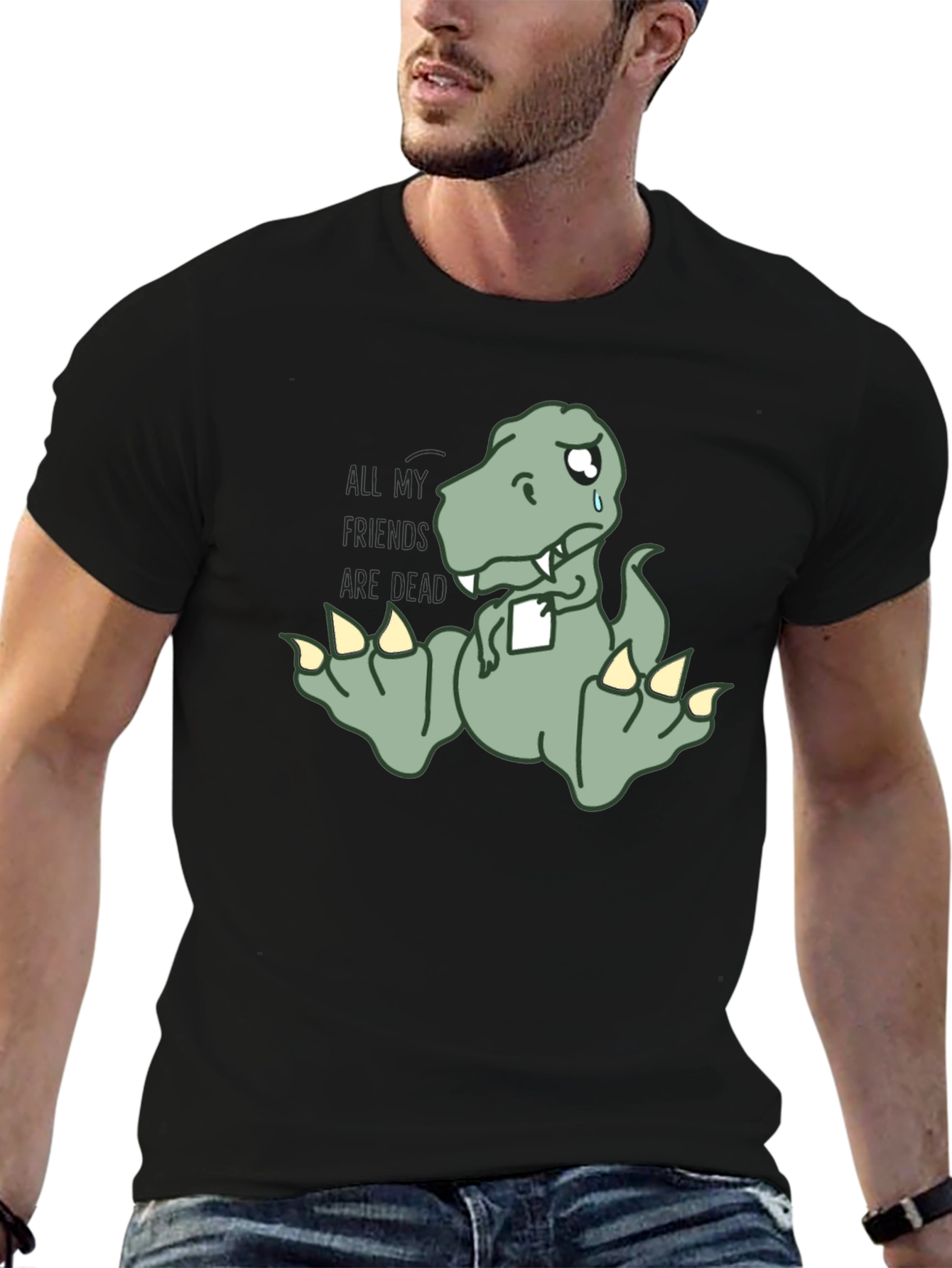 Sad Dino T-Shirt - All My Friends Are Dead