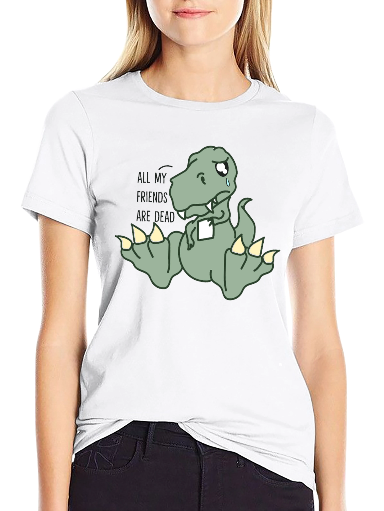 Sad Dino T-Shirt - All My Friends Are Dead
